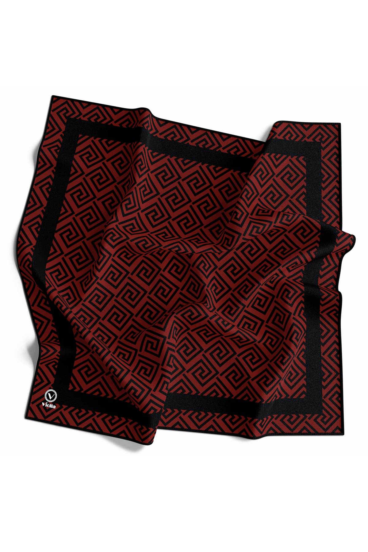 Twill Minimalist Desenli Kırmızı Renkli 90x90 Eşarp (İpek İçermez) Kenar Dikiş Şekli El Dikişli