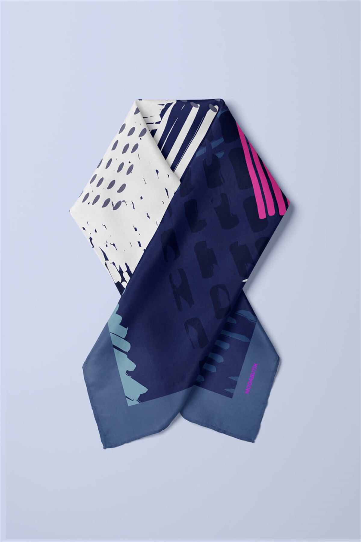 Violla V17 Kadın Egzotik Desenli Bandana 50x50 Mavi DG0448-22