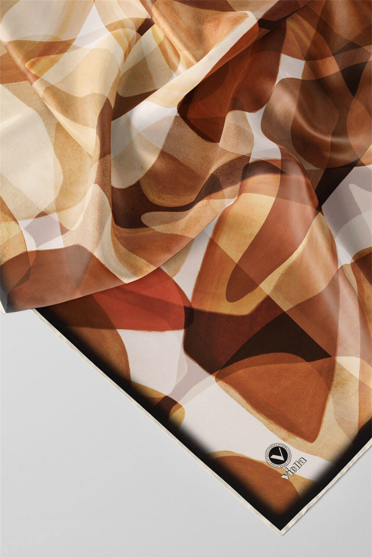 Twill Geometrik Batik Desenli Hardal Renkli 90x90 Eşarp (İpek İçermez) Kenar Dikiş Şekli El Dikişli