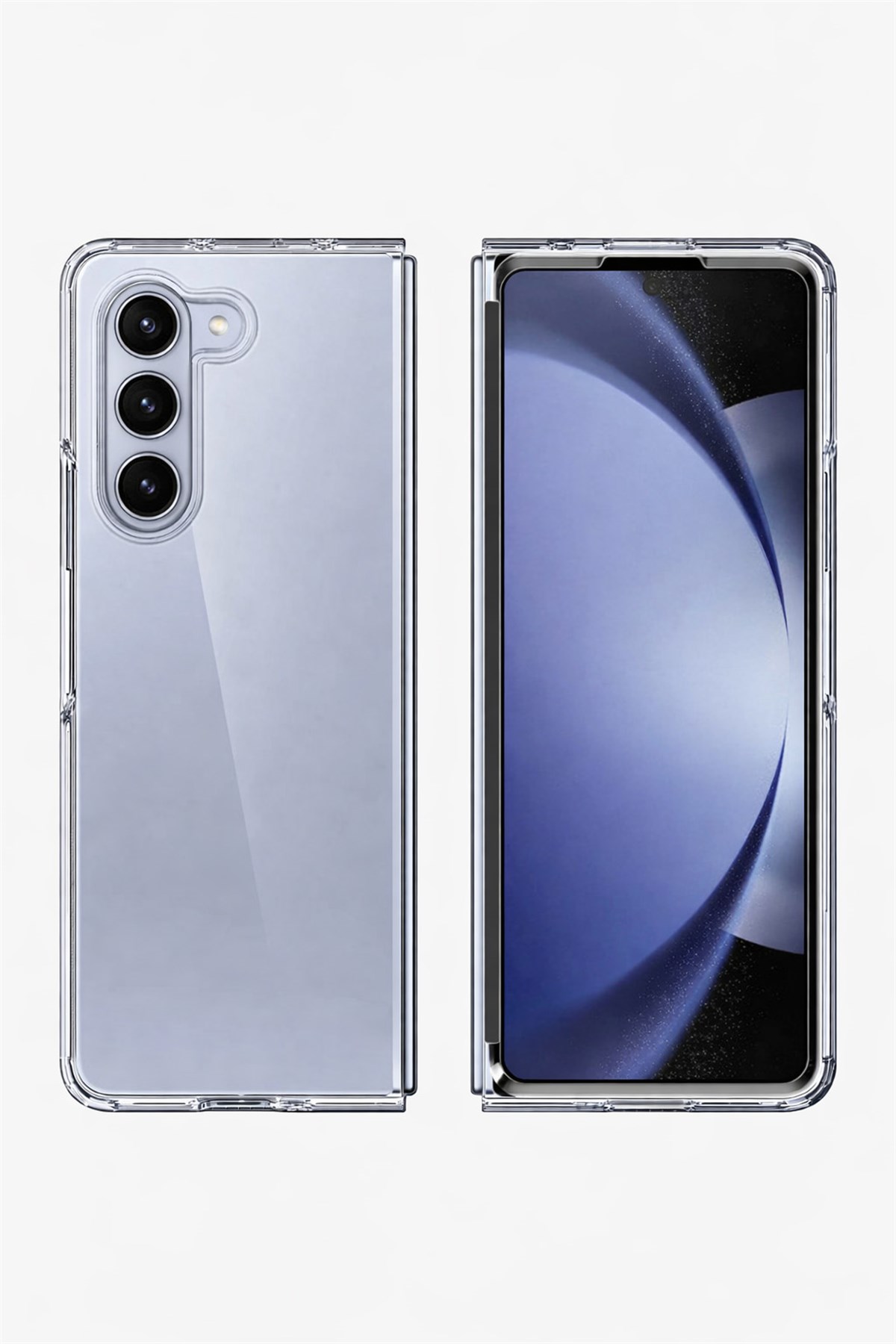Samsung Galaxy Z Fold 5 Uyumlu Kamera Korumalı Magsafe Wireless Şarj Özellikli Lüks Şeffaf Silikon Telefon Kılıfı