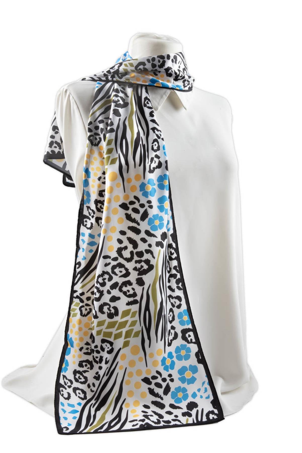 I8 Zebra ve Leopar Desenli Fular 30x140