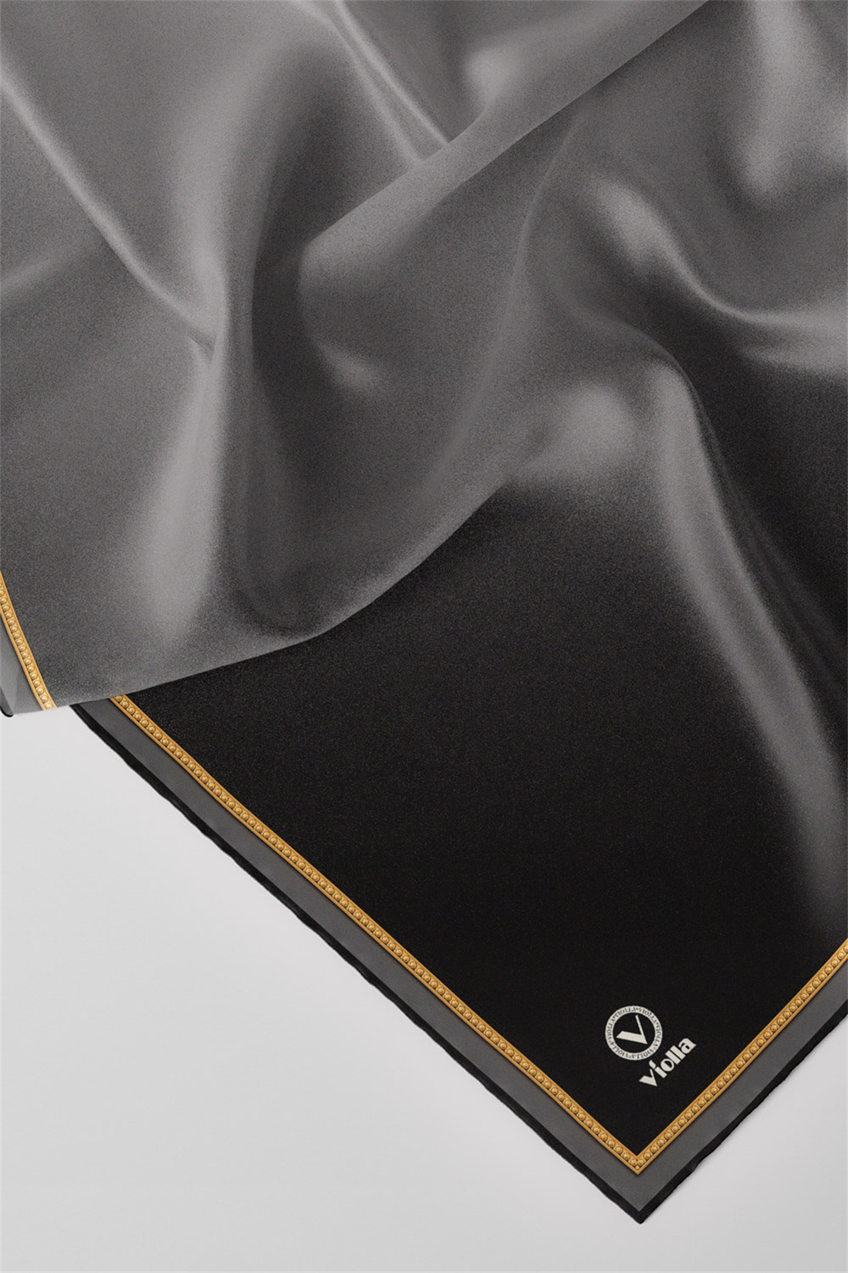 Twill Degrade Desenli Gri Renkli 90x90 Eşarp (İpek İçermez) Kenar Dikiş Şekli El Dikişli