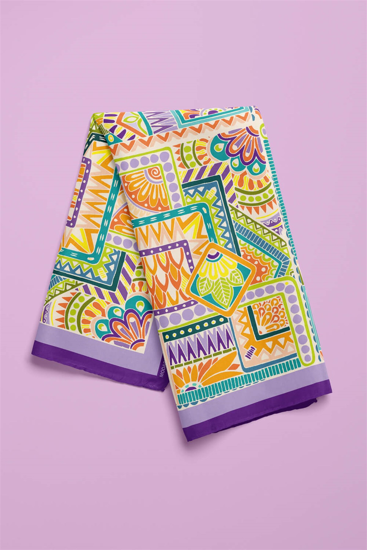 Violla B72 Kadın Lila Sweat Patch Desenli 50x50 Bandana HYL DG0643-22