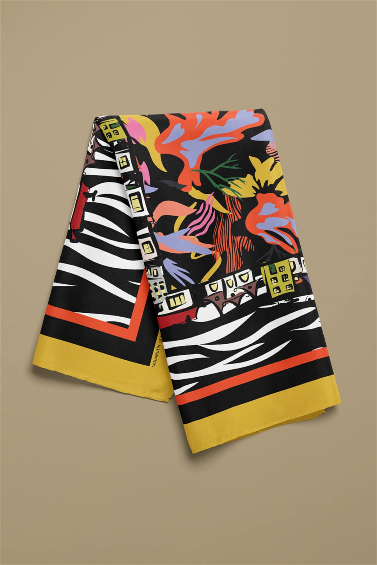 Violla C31 Kadın Zebra Siyah Beyaz Home Desenli 50x50 Bandana