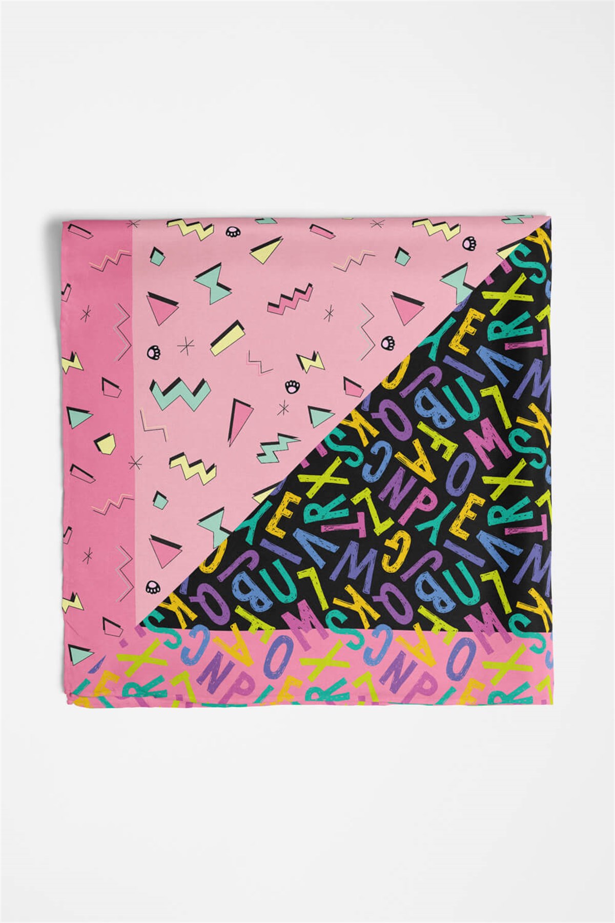 Violla D6 Özel Üretim Letter Desenli Köpek Bandanası Pembe 50x50