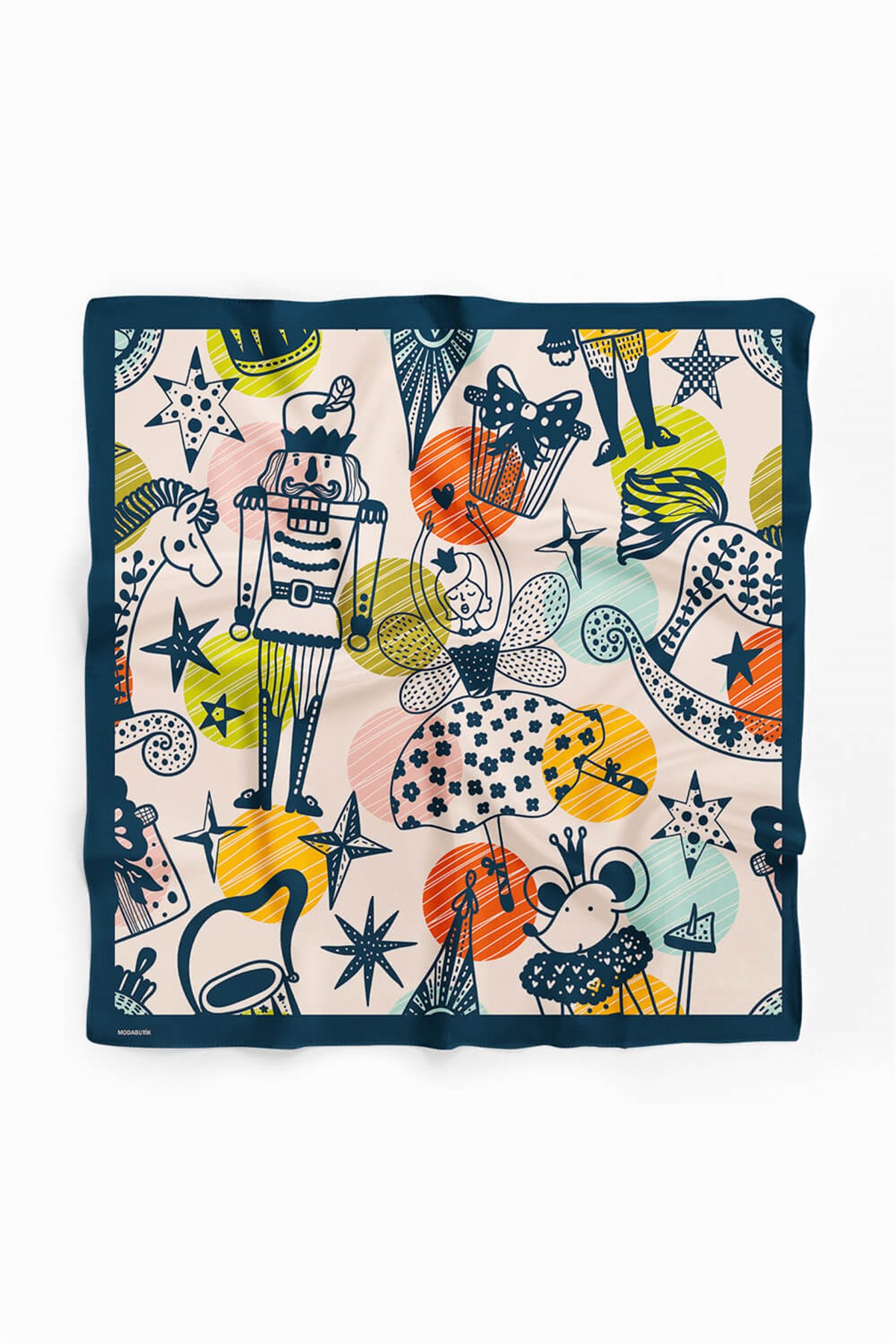 Violla Kadın Comics Desenli Bandana 50x50 Pudra DG0187-22