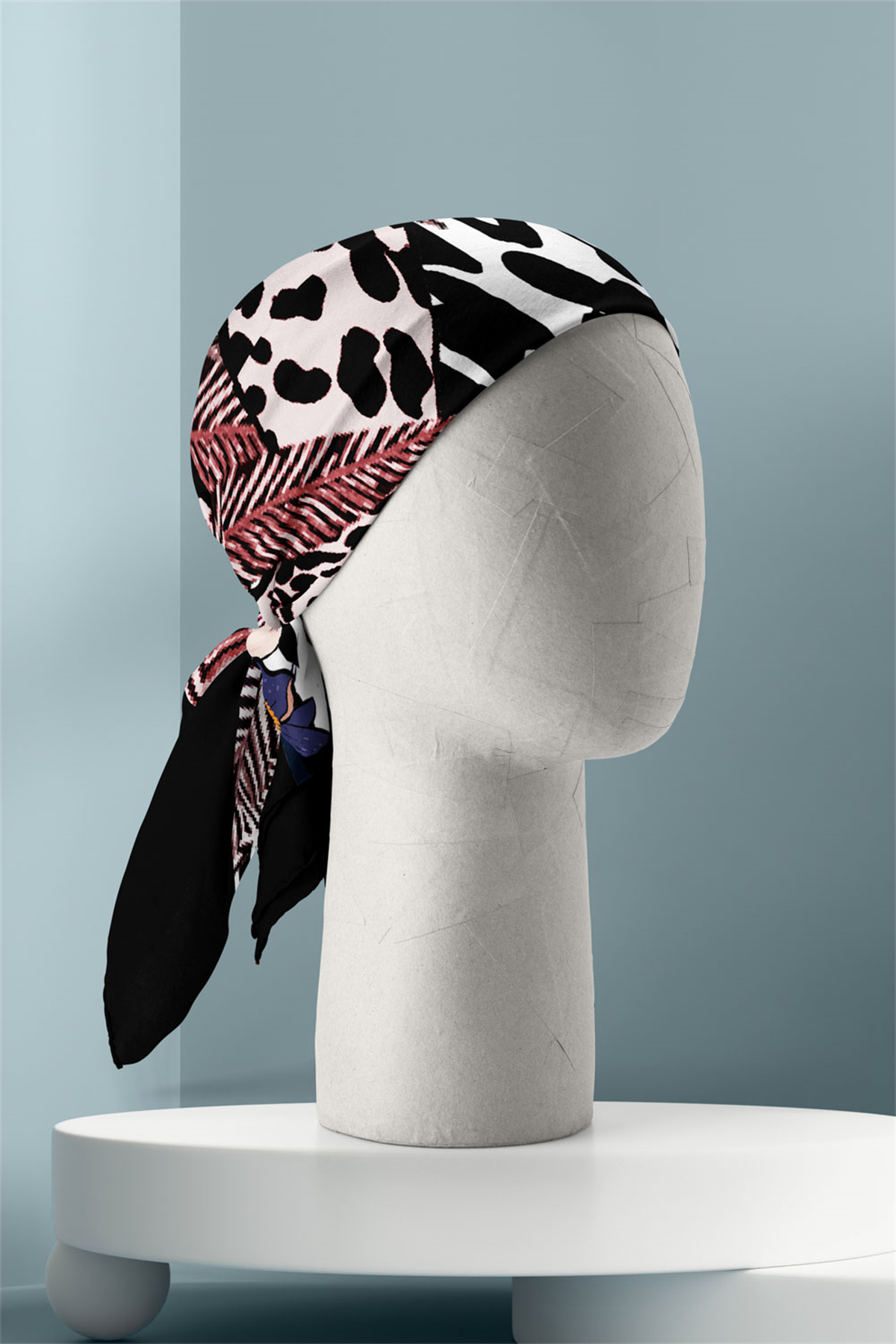 Kadın Kırmızı Kaplan Desenli 50x50 Bandana