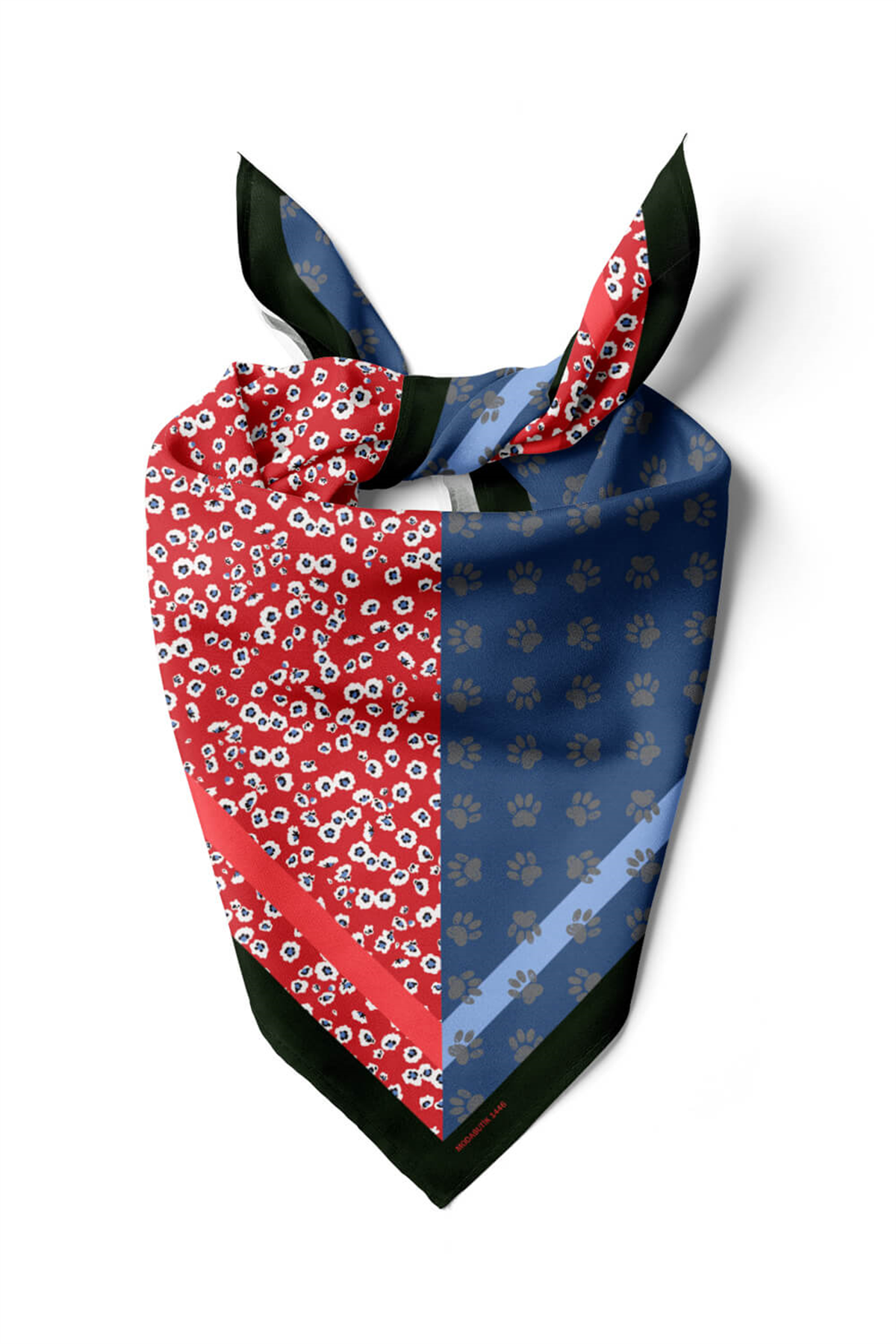 Z69 Kadın Mavi Pati Desenli 50x50 Bandana HYL DG01446-22