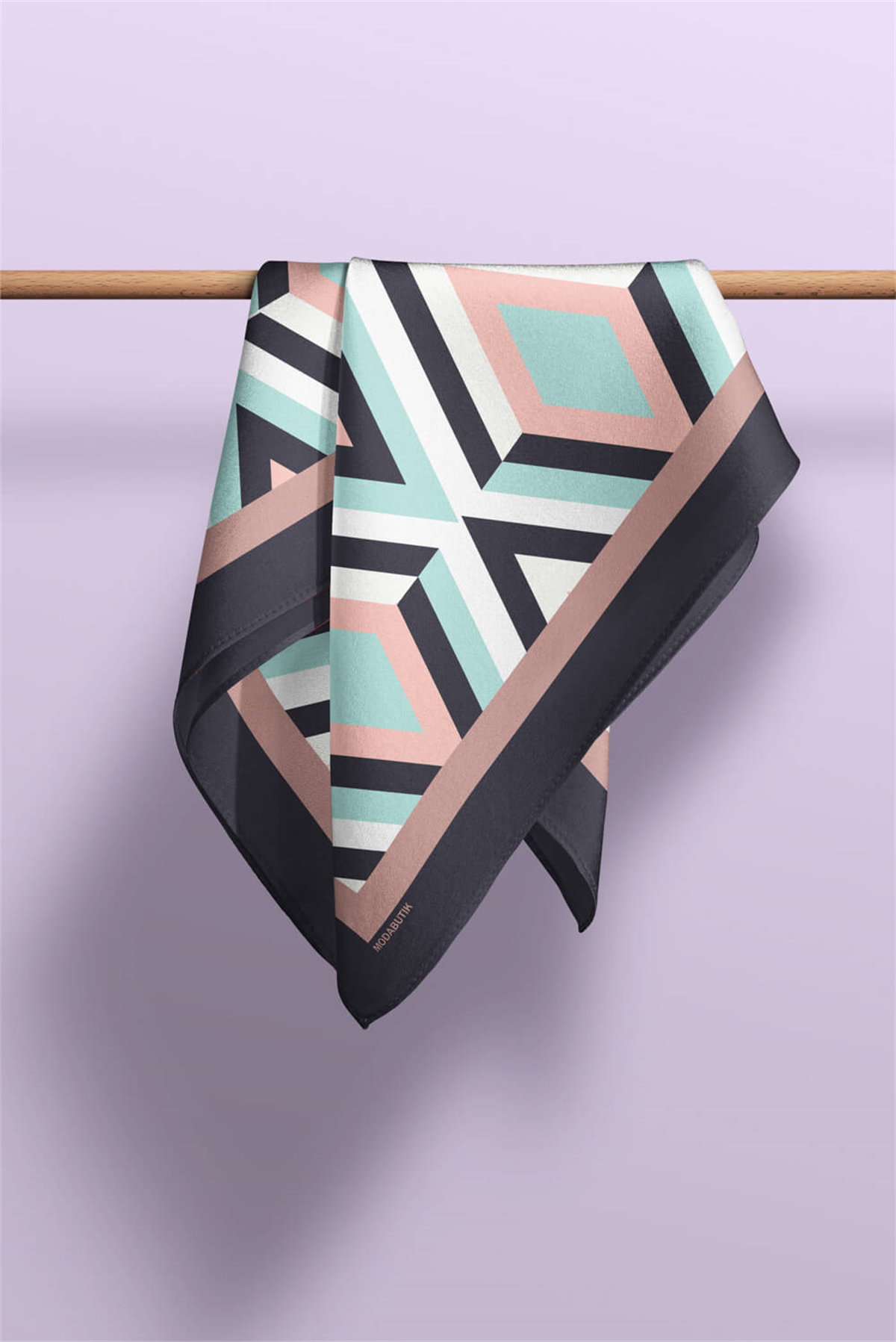 Z13 Kadın Büyük Baklava Desenli 50x50 Bandana DG0722-22