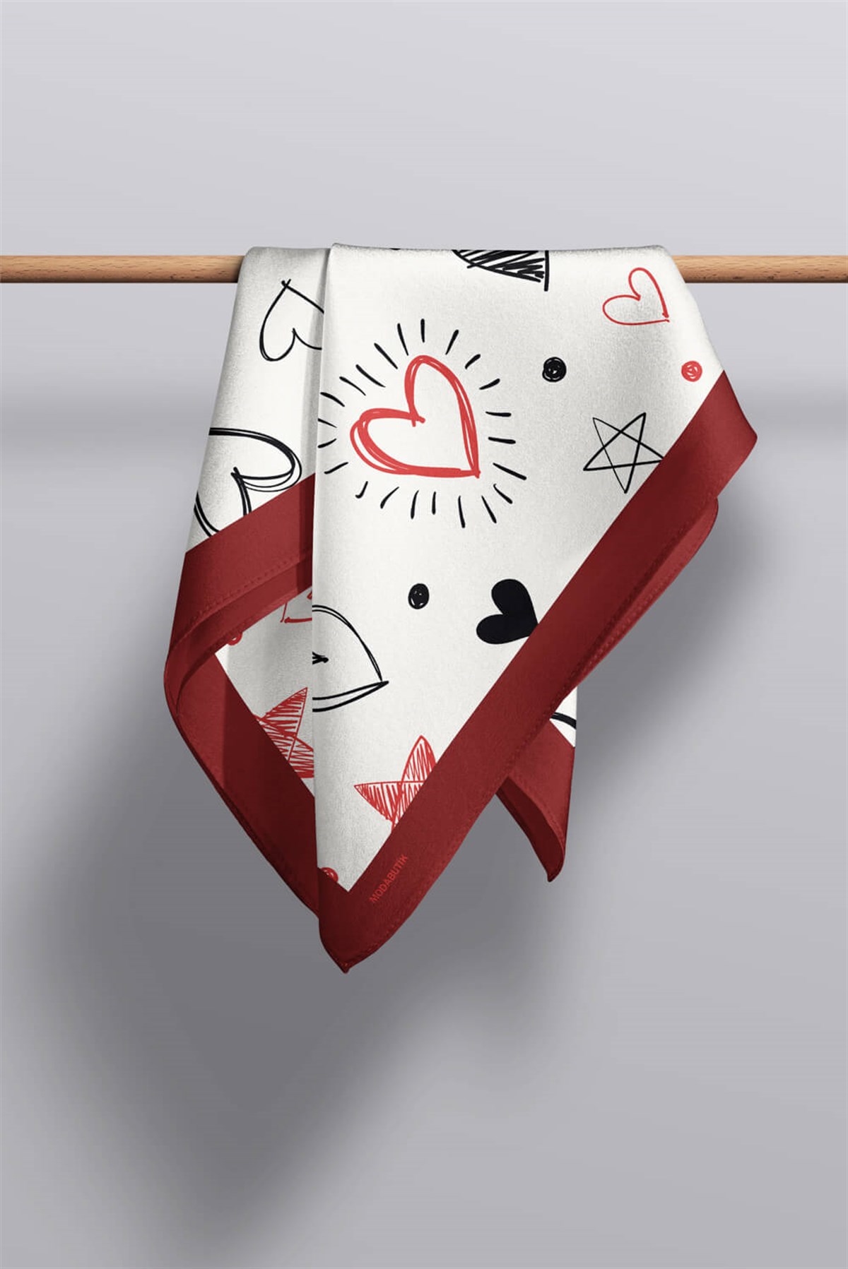 Violla F54 Kadın Kalp Desenli Bandana 50x50 DG0459-22