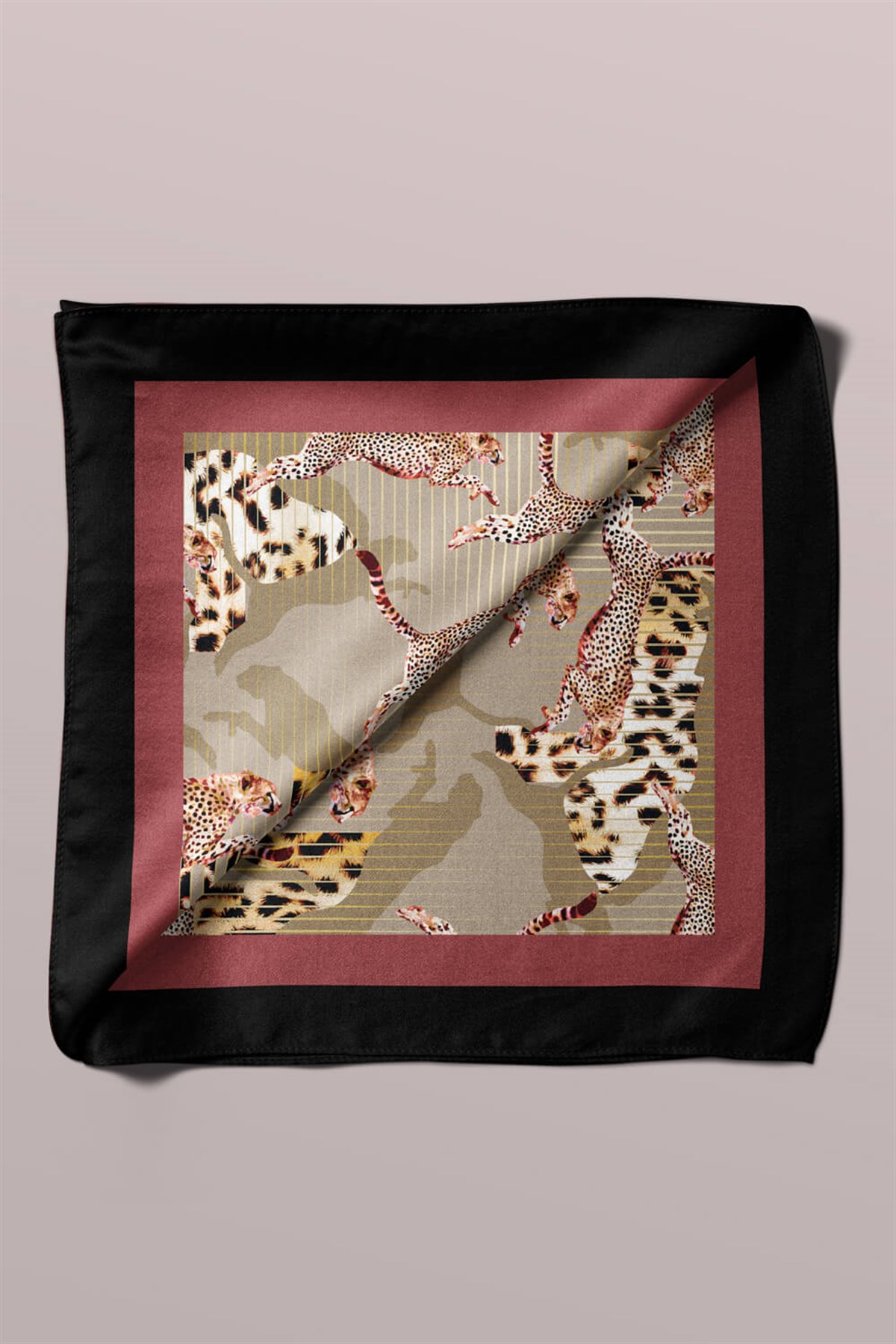 Violla E53 Kadın Kahve Vizon Animal Desenli 50x50 Bandana
