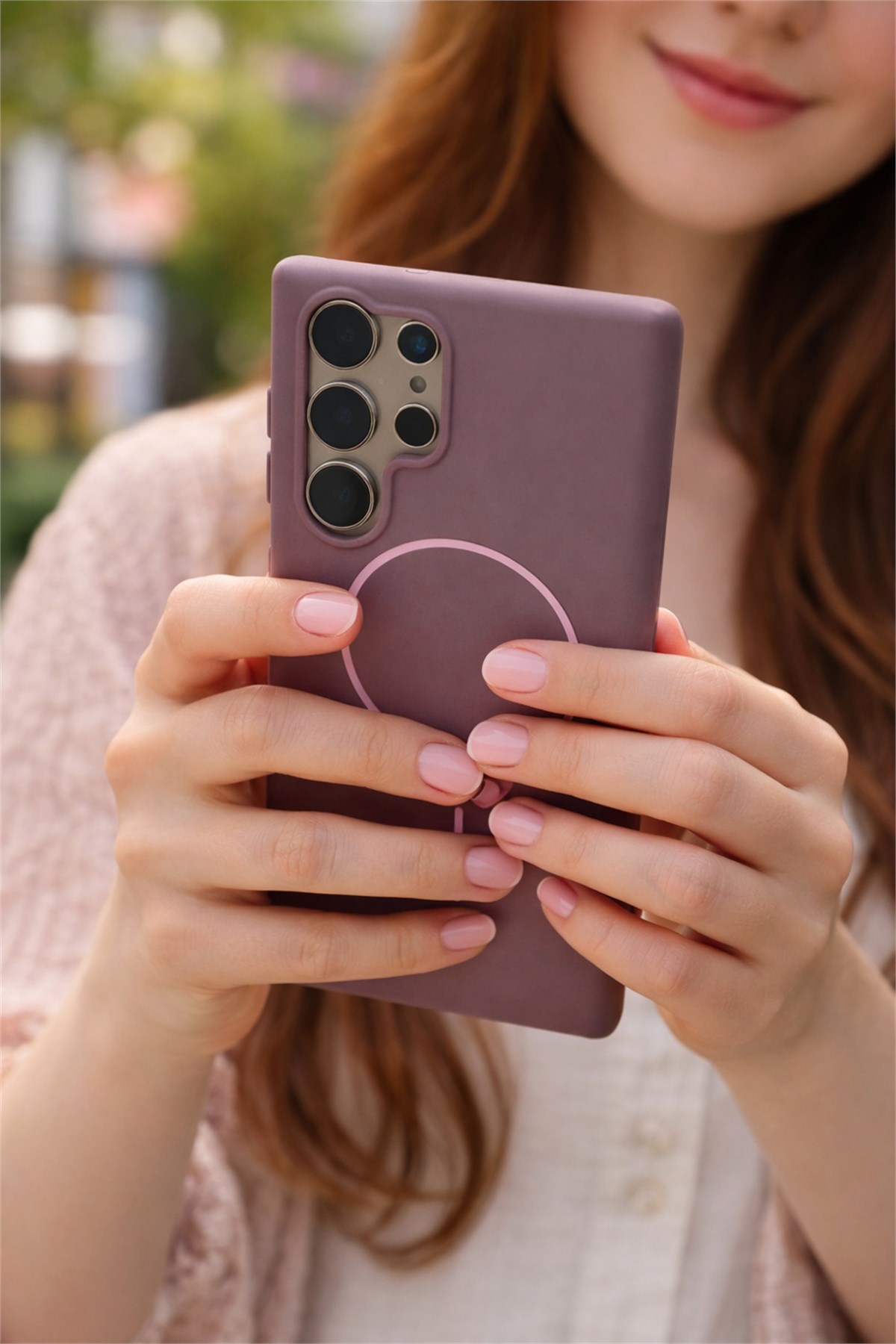 Samsung Galaxy S24 Ultra Kılıf – İçi Kadife – MagSafe Uyumlu – Gül Kurusu Renk – Telefon Kılıfı