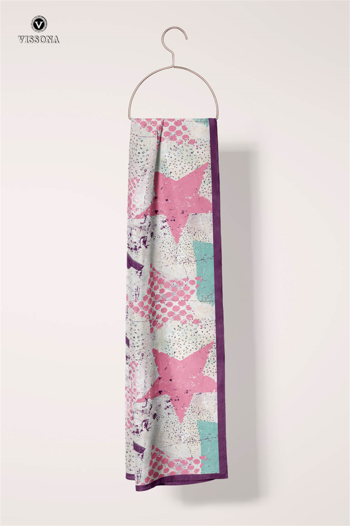 %100 İPEK YILDIZ DESENLİ KADIN FULAR 30X170