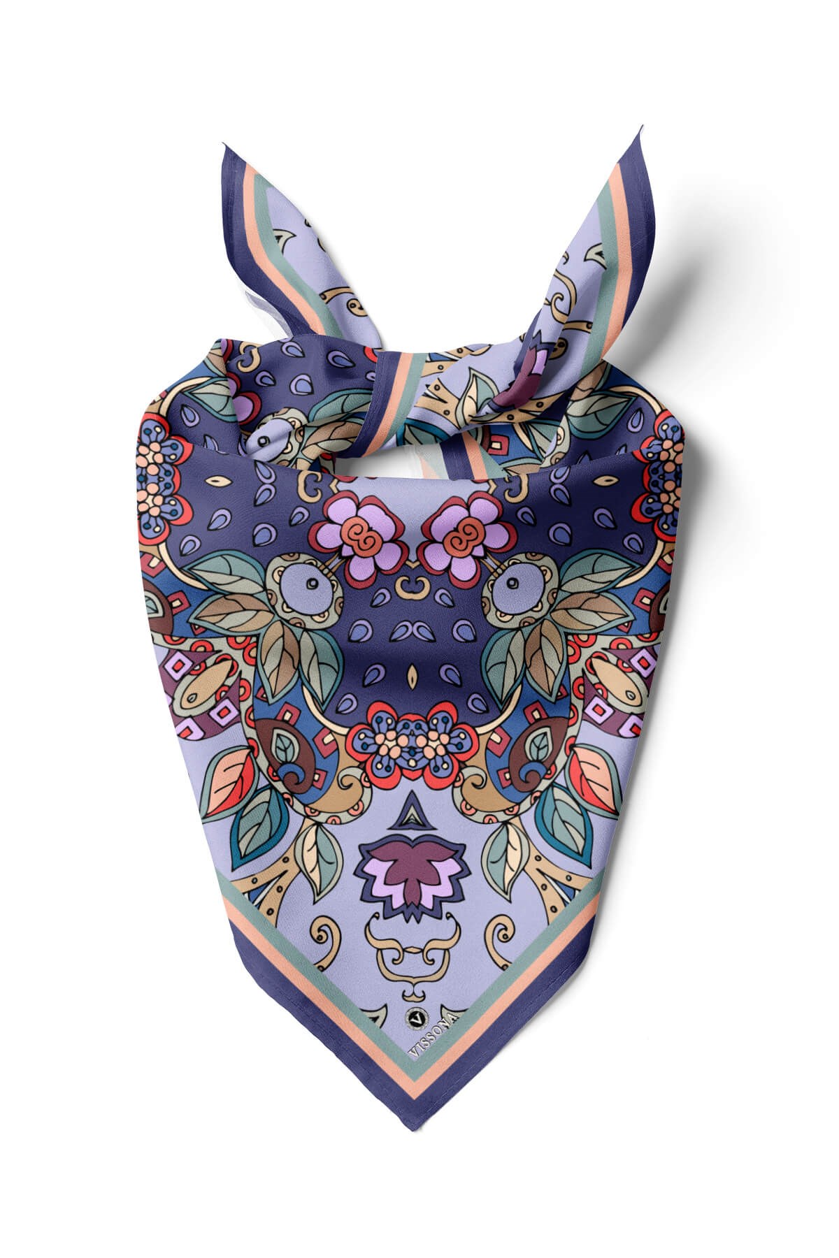 %100 İpek Etnik Desenli Kadın Bandana