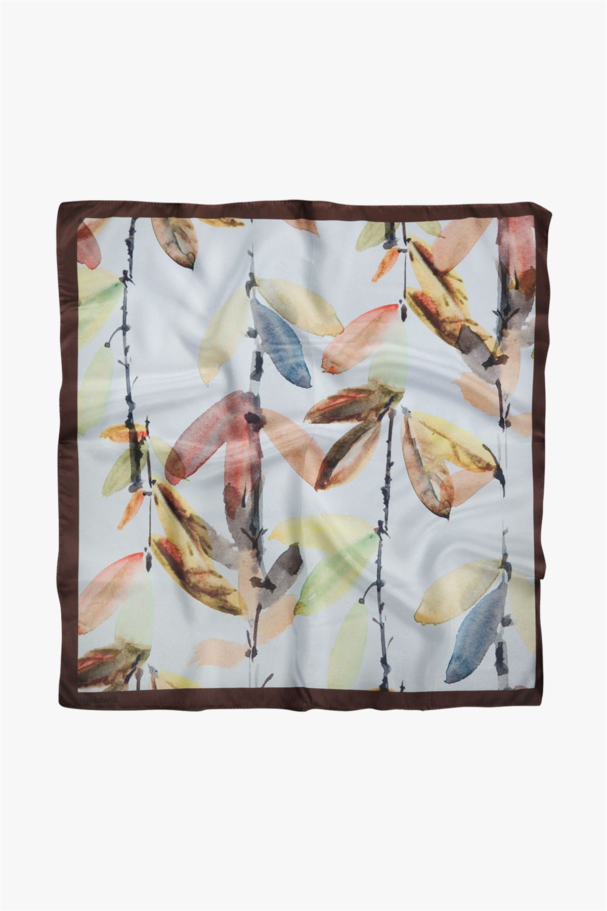 Violla B108 Kadın Yaprak Desenli Bandana 50x50 Yeşil Kahverengi DG0443-22 Snz
