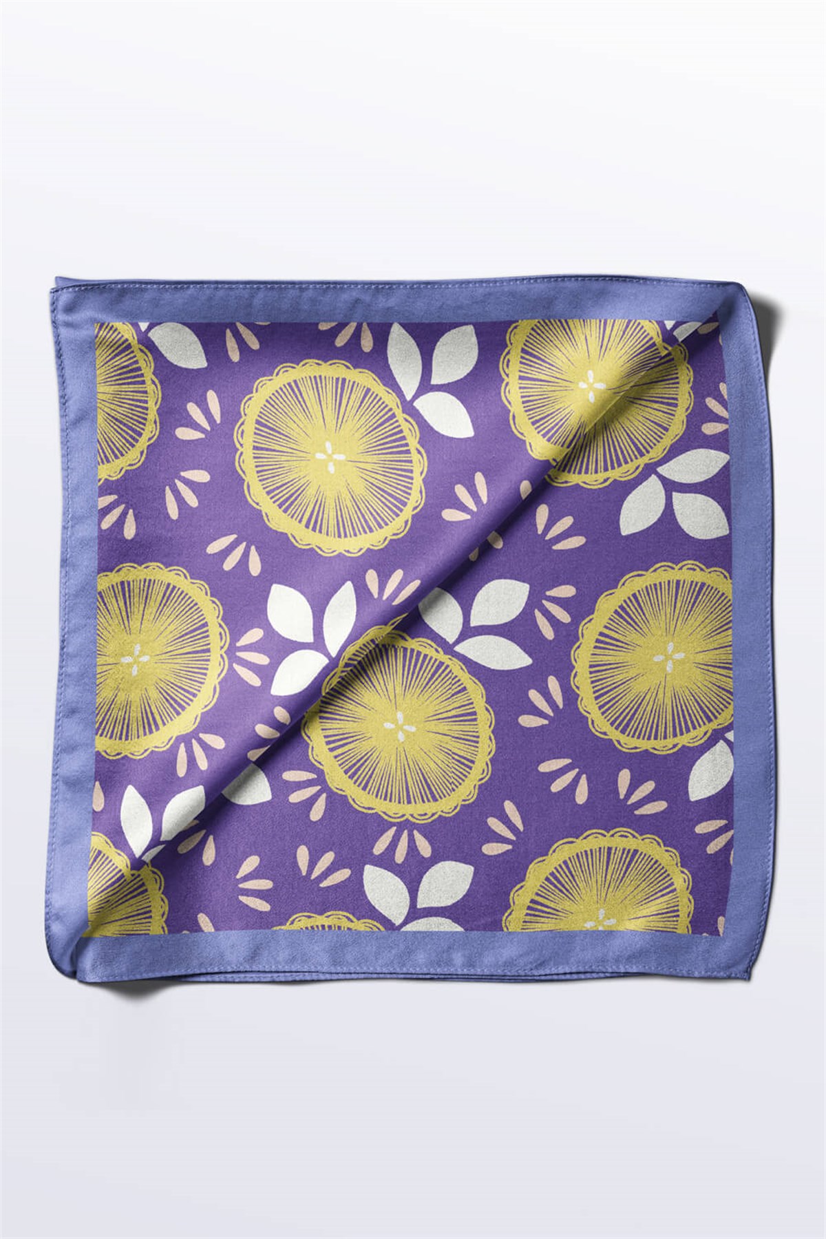 Violla C58 Kadın Lime Desenli Bandana 50x50 Sarı DG0178-22 Snz