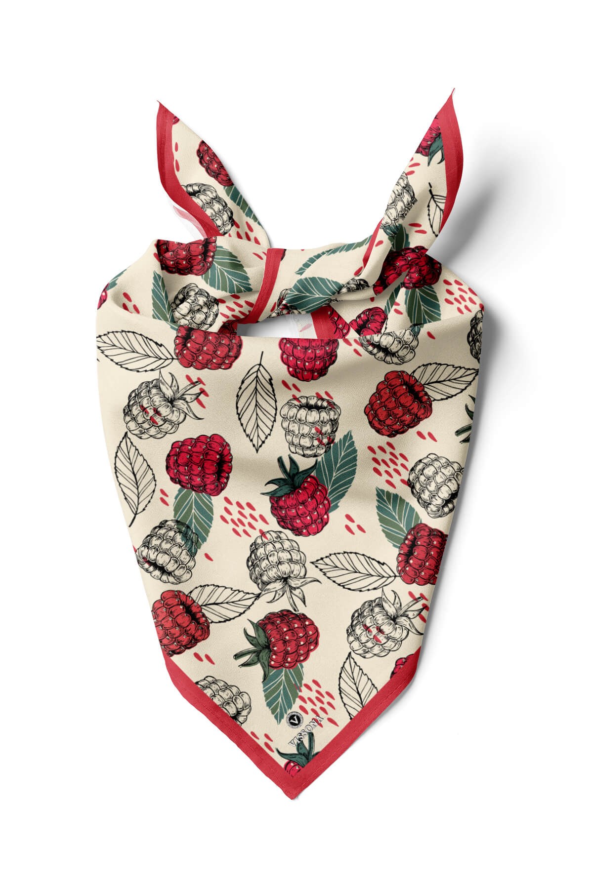 %100 İpek Frambuaz Desenli Kadın Bandana