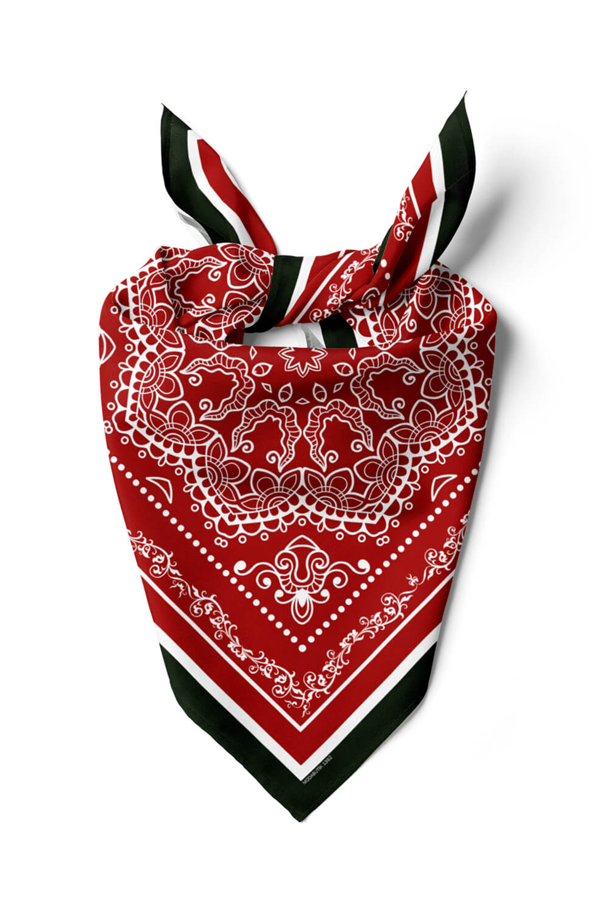 Kadın Kırmızı Şal Desenli 50x50 Bandana HYL DG01362-22
