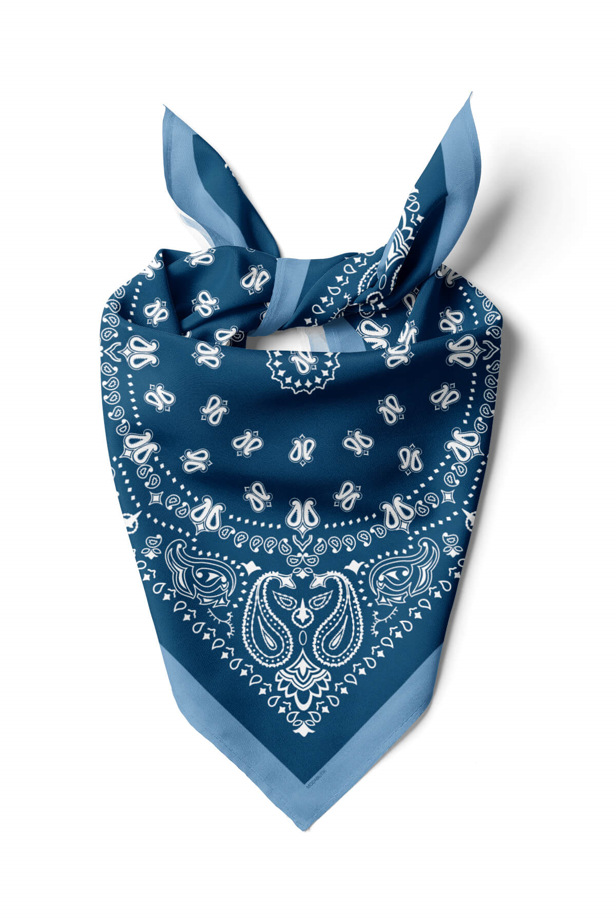 Kadın Mavi Beyaz Etnik Desenli 50x50 Bandana