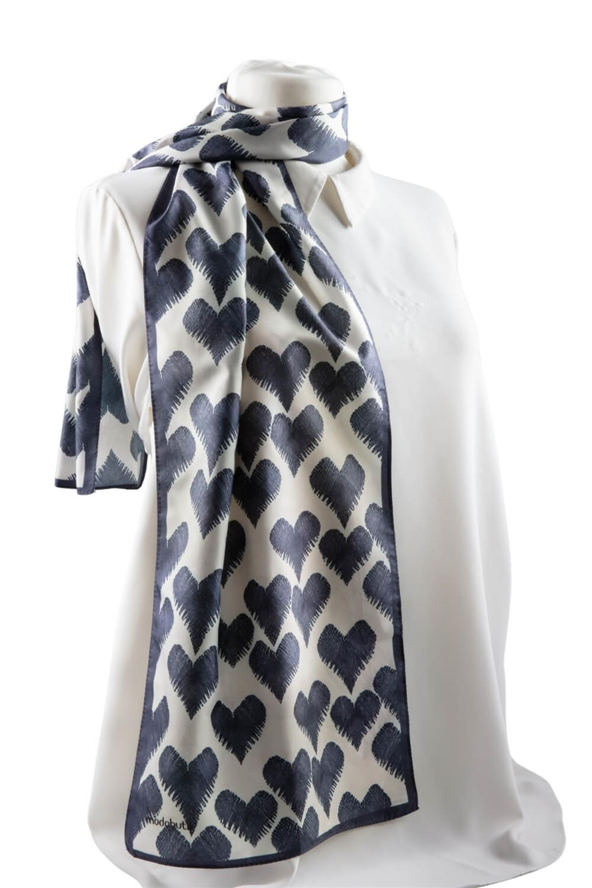 Modabutil Kalp Desenli Fular