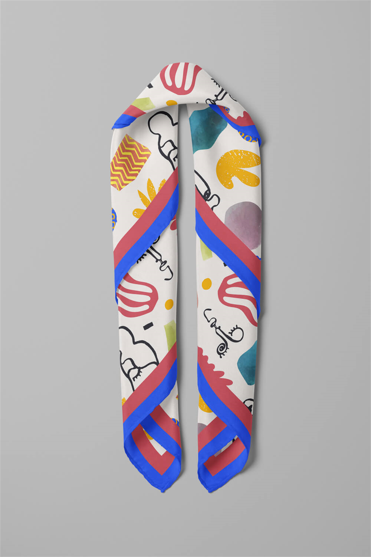 Modabutik Geometrik Portre Desenli Bandana