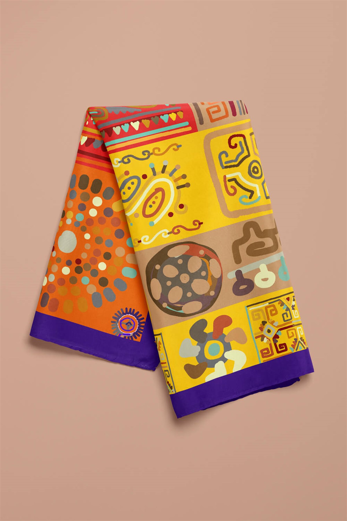 Violla B71 Kadın African Etnik Desenli Bandana Kırmızı Sarı Dg0218