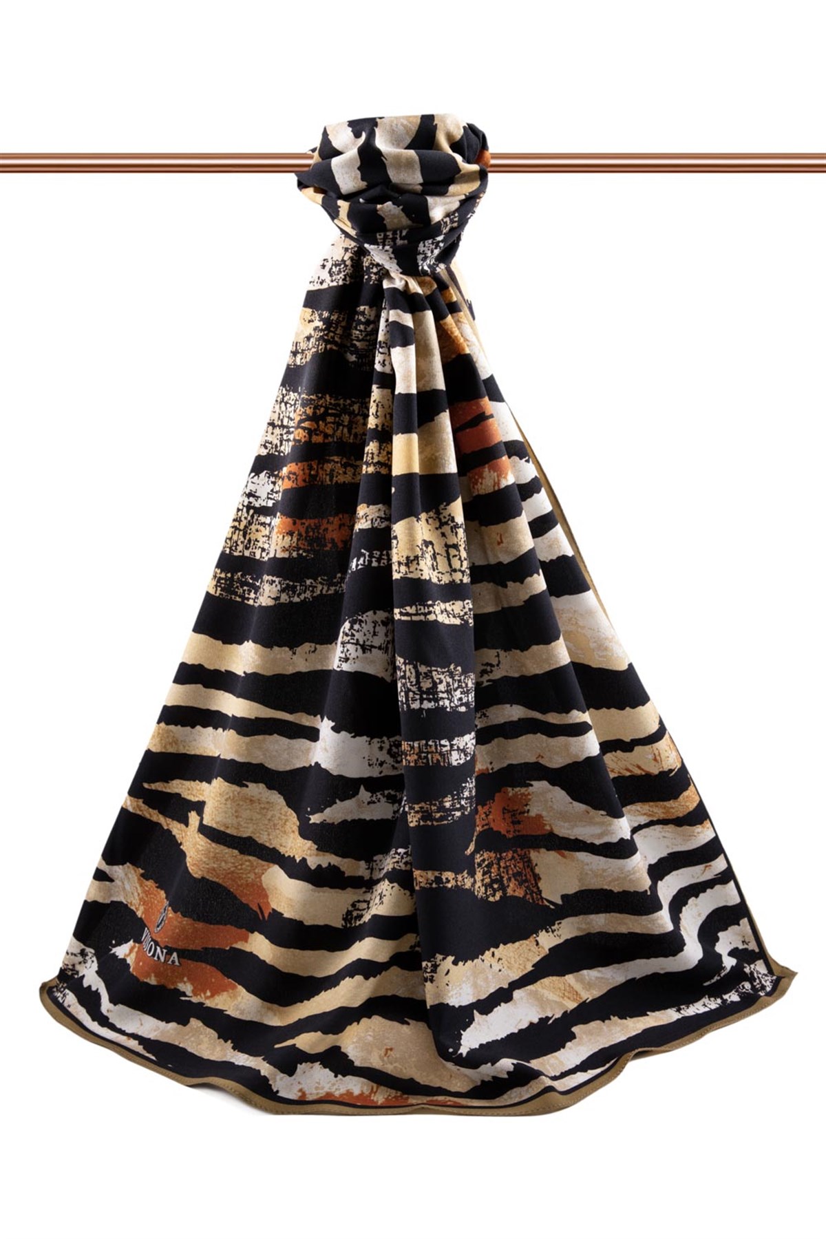 KREP ZEBRA DESENLİ TABA - SİYAH RENKLİ 75X195 KIRIŞMAZ ŞAL