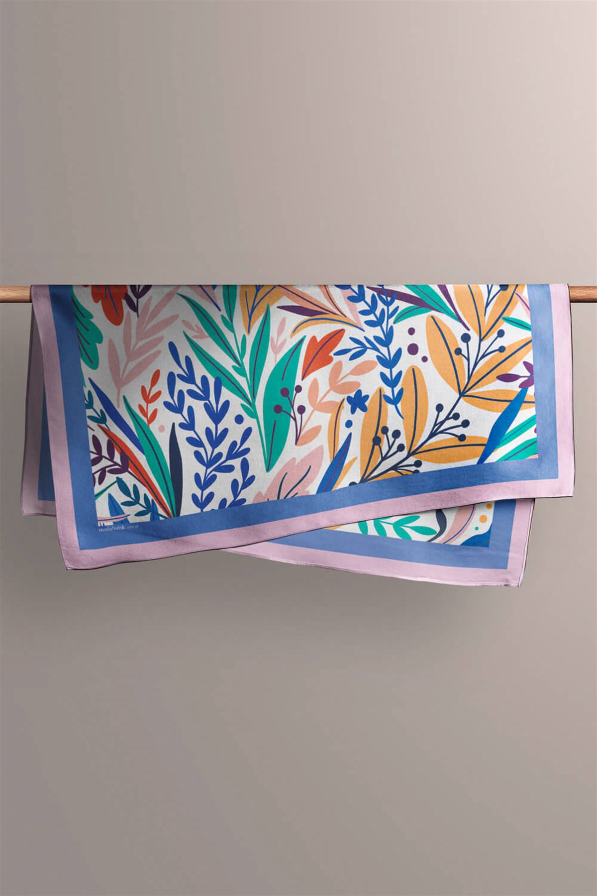 A15 Kadın Garden Desenli Bandana 50x50 Sarı Yeşil DG0165-22 Snz