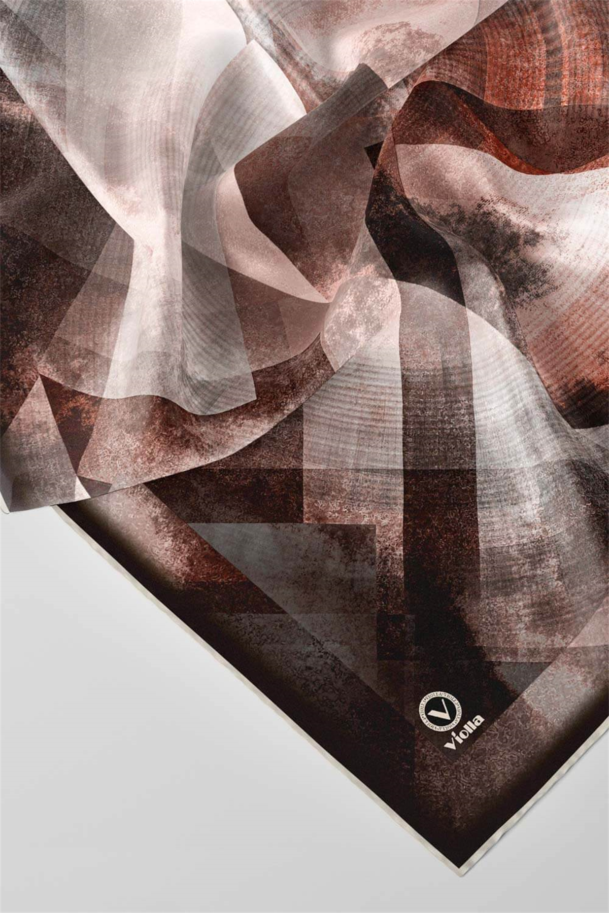 Twill Batik Desenli Taba Renkli 90x90 Eşarp (İpek İçermez) Dikim Şekli : El Dikişi