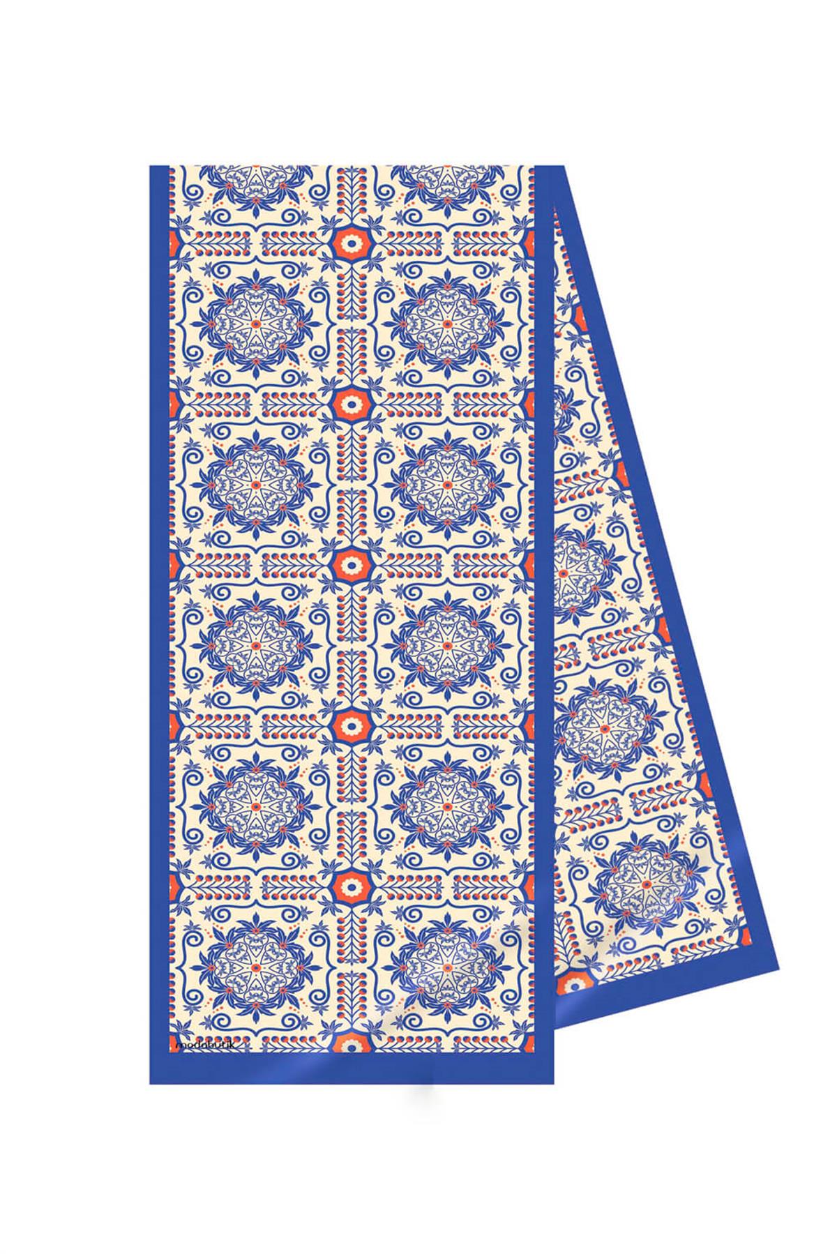 Modabutik Mavi Desenli Kadın Fular