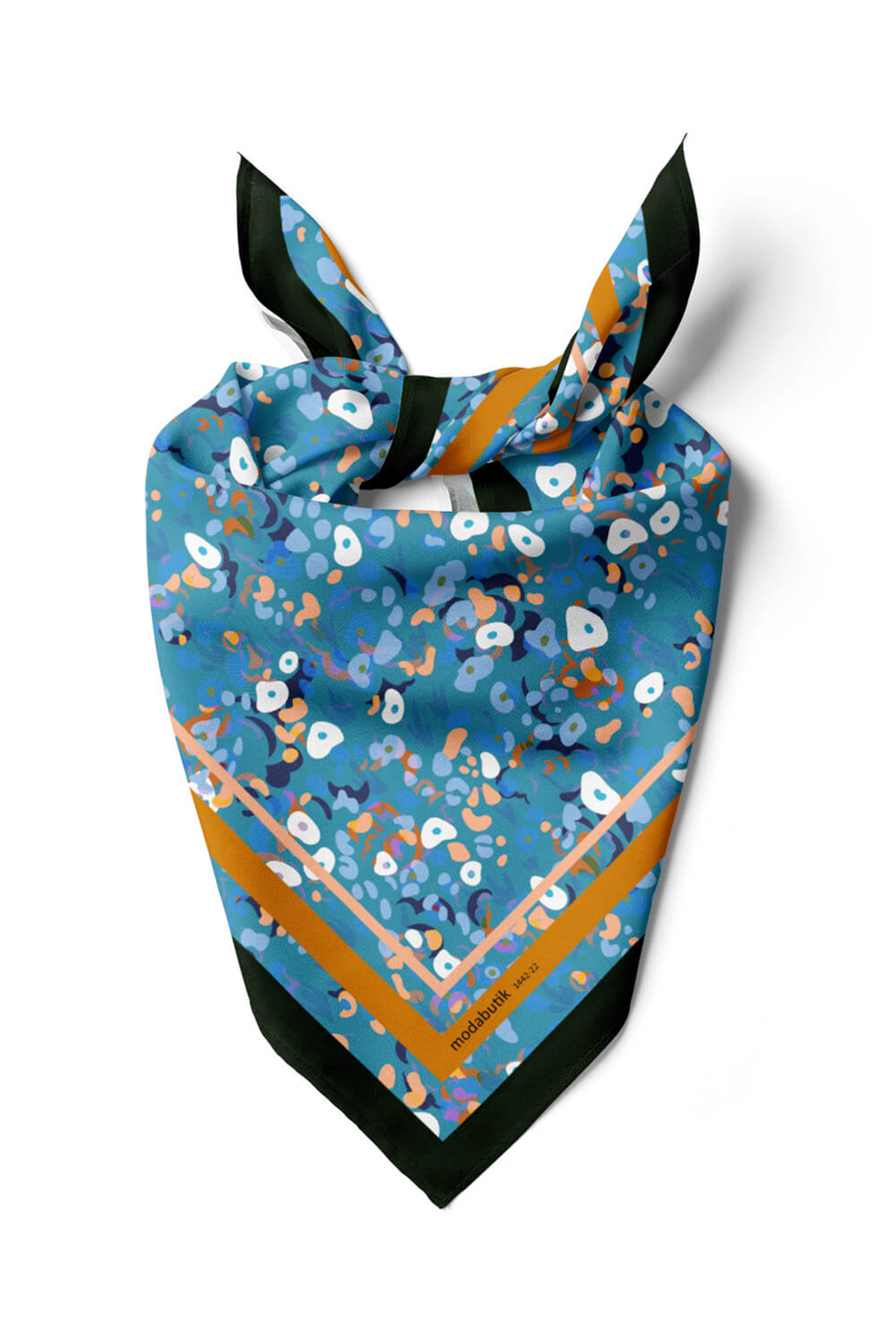 B112 Kadın Mavi Game Desenli 50x50 Bandana