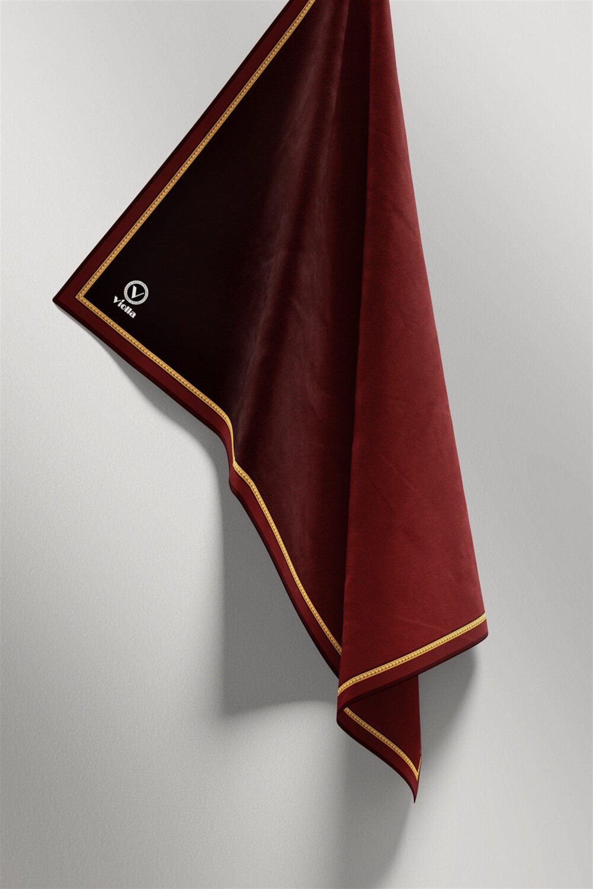 Twill Degrade Desenli Bordo Renkli 90x90 Eşarp (İpek İçermez) Kenar Dikiş Şekli El Dikişli