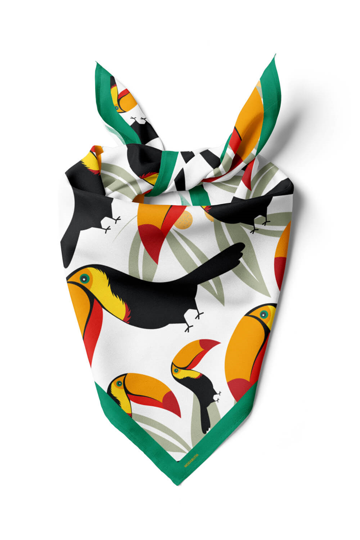 Y40 Kadın Tropik Desenli Bandana 50x50 Turuncu DG0180-22 Snz