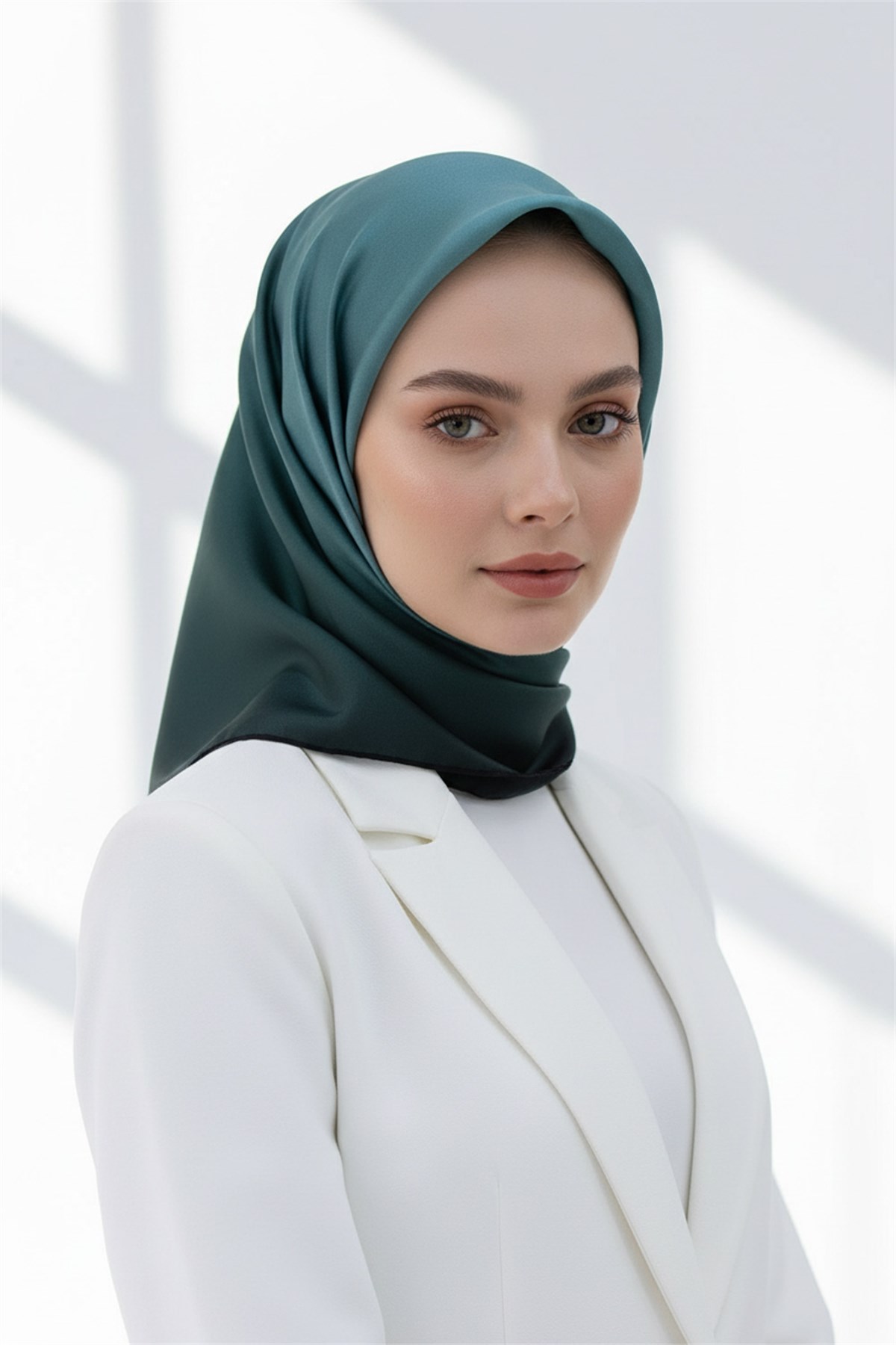 % 57 İPEK % 43 VİSKON Twill İpek Degrade Desenli Mint Yeşili Renkli 90x90 Eşarp Dikim Şekli : El Dikişi