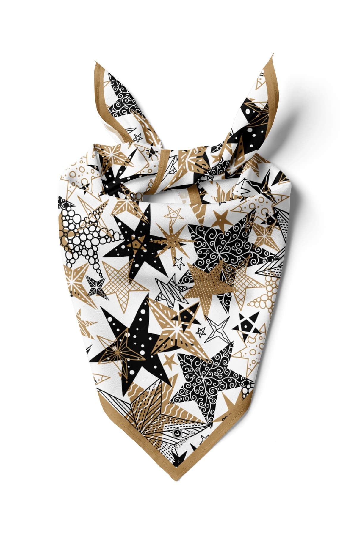 %100 İpek Yıldız Desenli Kadın Bandana