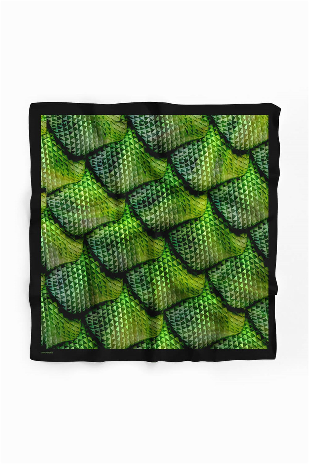 Violla D96 Kadın Egzotik Desenli Bandana 50x50 Yeşil DG0254-22