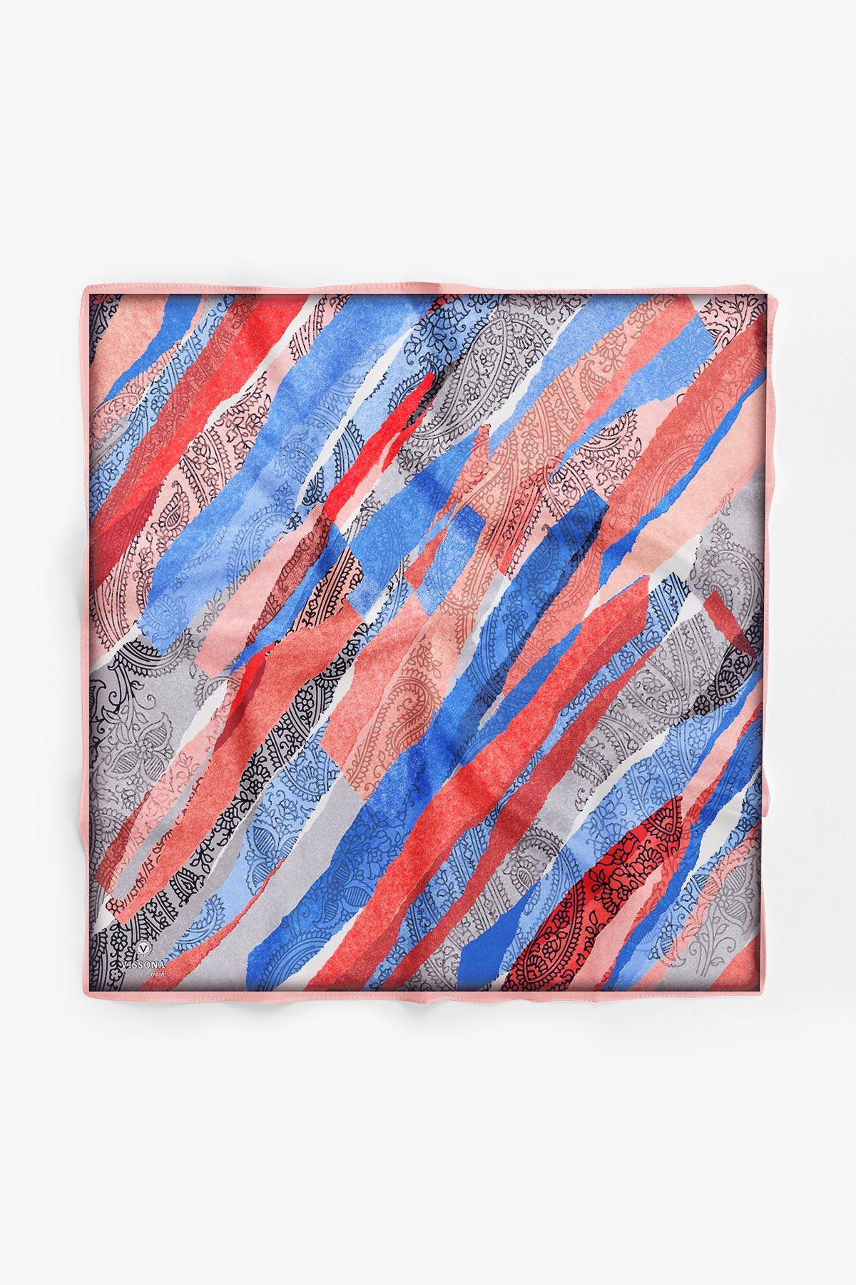 %100 İpek Kadın Desenli Bandana 80x80