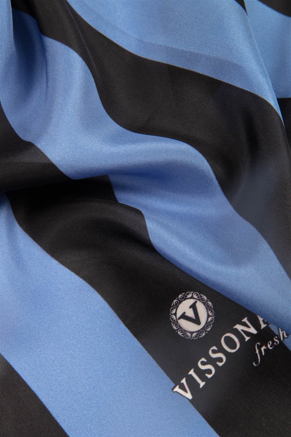 %100 İpek Şerit Ve Varak Desenli Saks - Fuşya Renkli 92x210 Şal