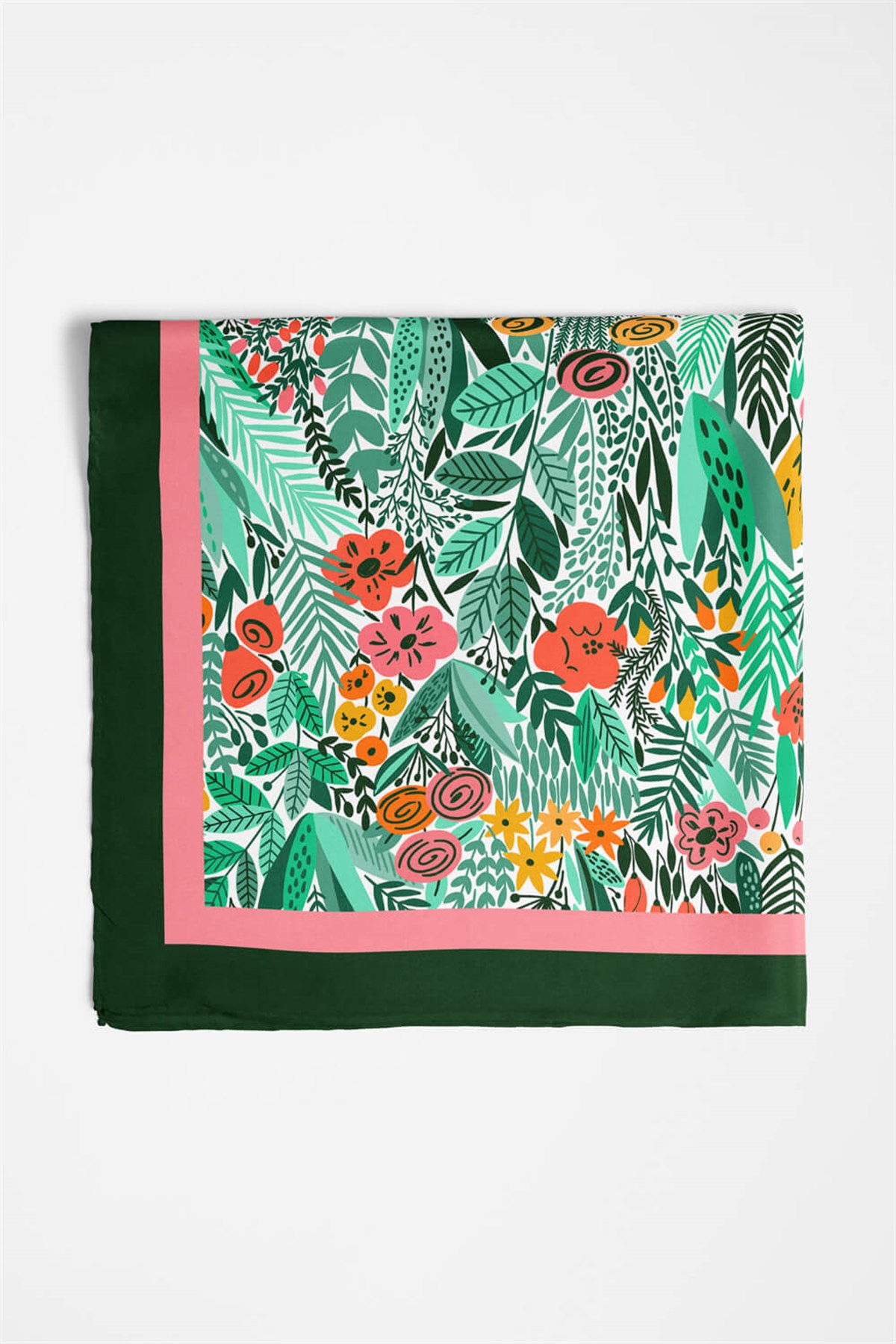 Violla A44 Kadın Yeşil Greenery Desenli 50x50 Bandana HYL DG0720-22