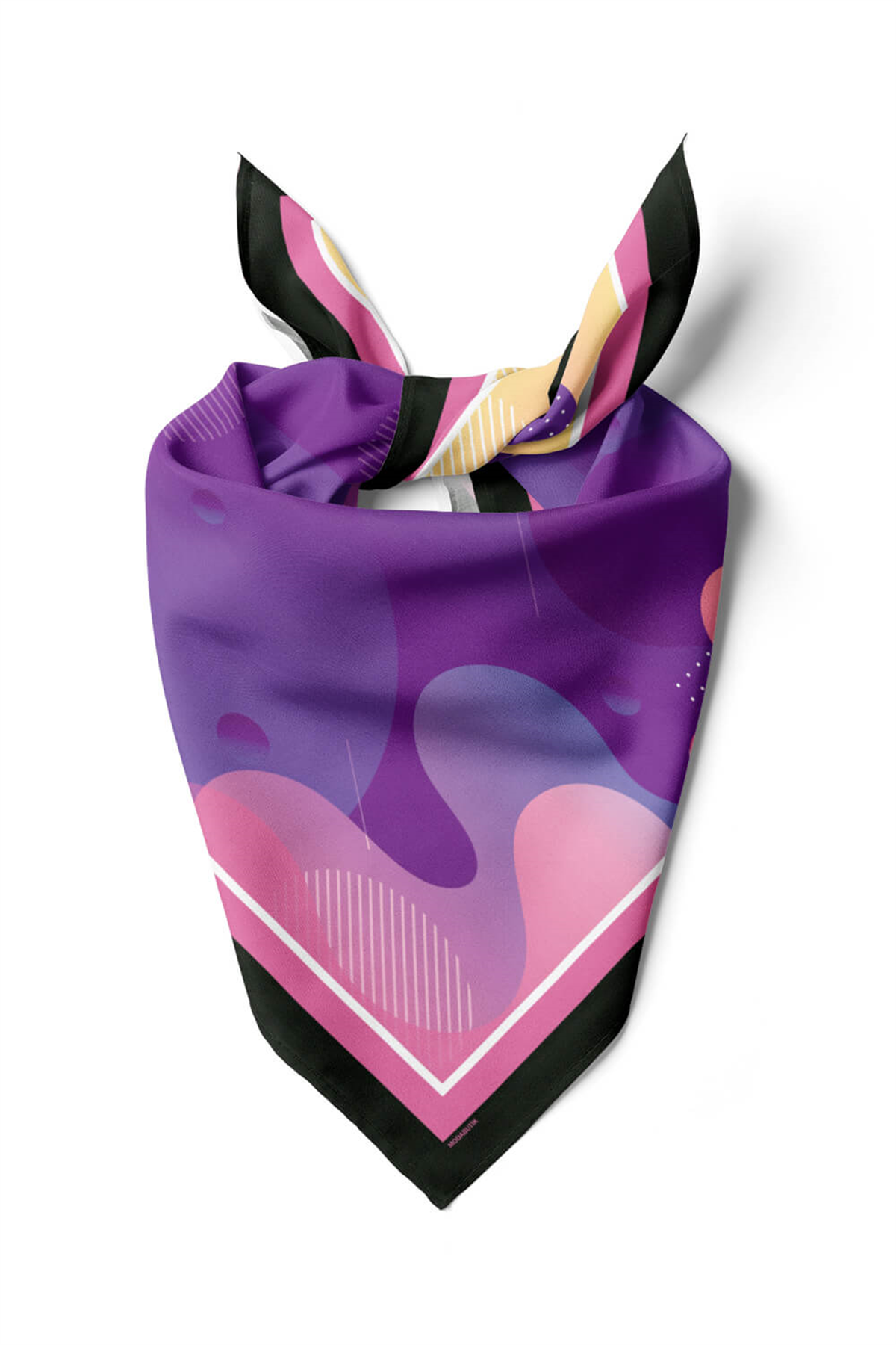 C77 Kadın Mavi Soyut Desenli 50x50 Bandana DG01681-22