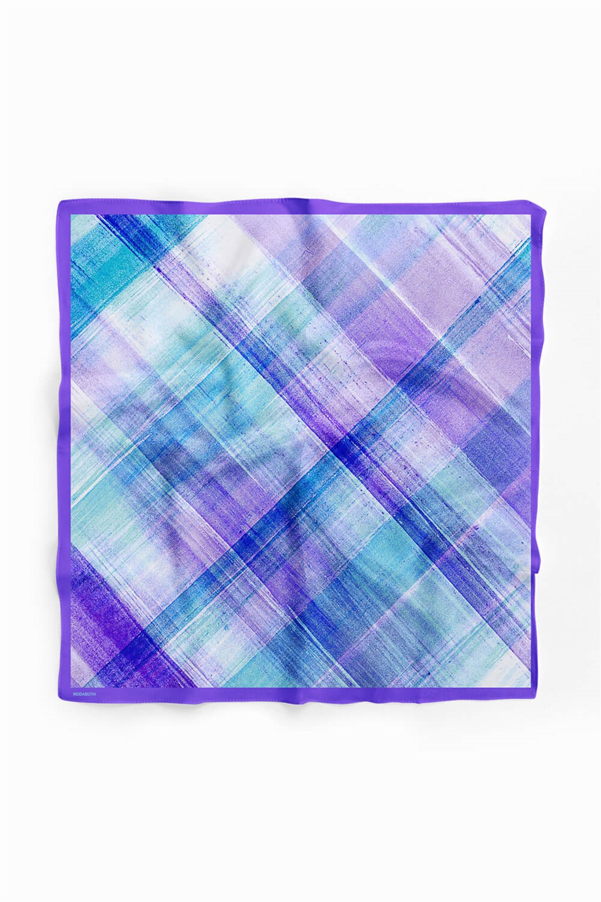 Violla D47 Kadın Egzotik Desenli Bandana 50x50 Mavi DG0279-22