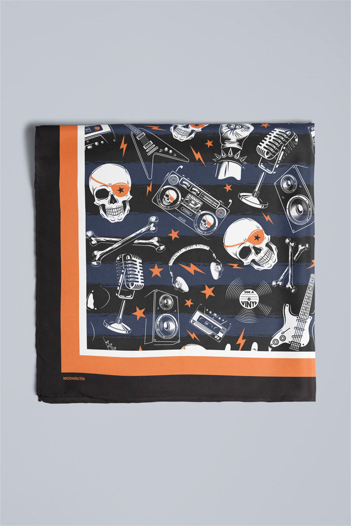 C51 Kadın Mavi Siyah Kurukafa Desenli 50x50 Bandana HYL DG01554-22