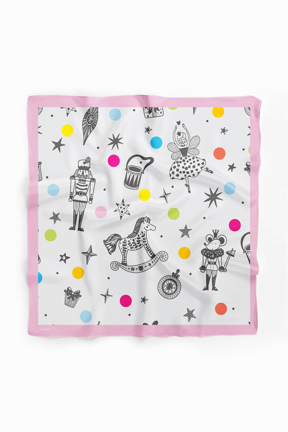 Y38 Kadın Comics Desenli Bandana 50x50 Beyaz DG0195-22