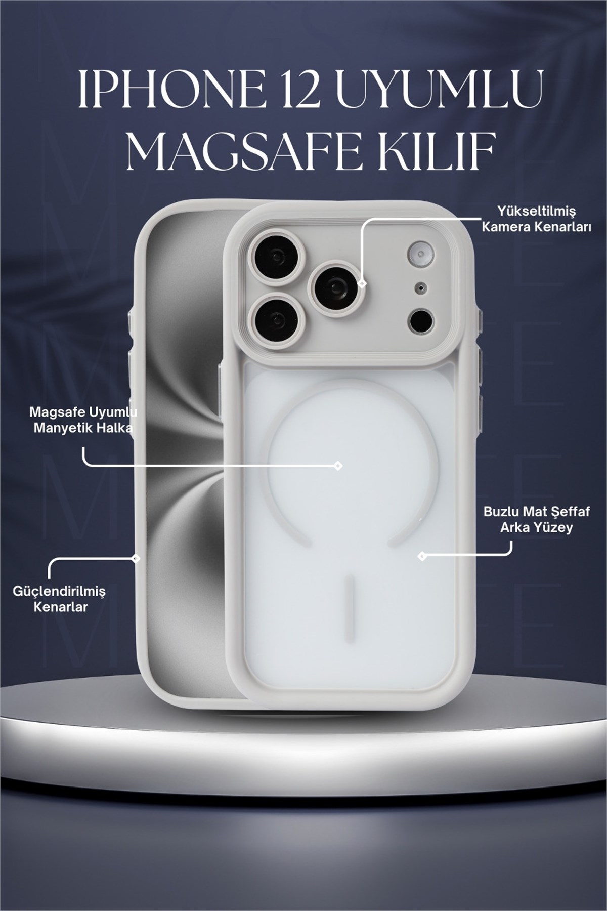 iPhone 17 Pro Kılıf – Kamera Korumalı – MagSafe Uyumlu – Gri Renk – Mat Silikon Telefon Kılıfı