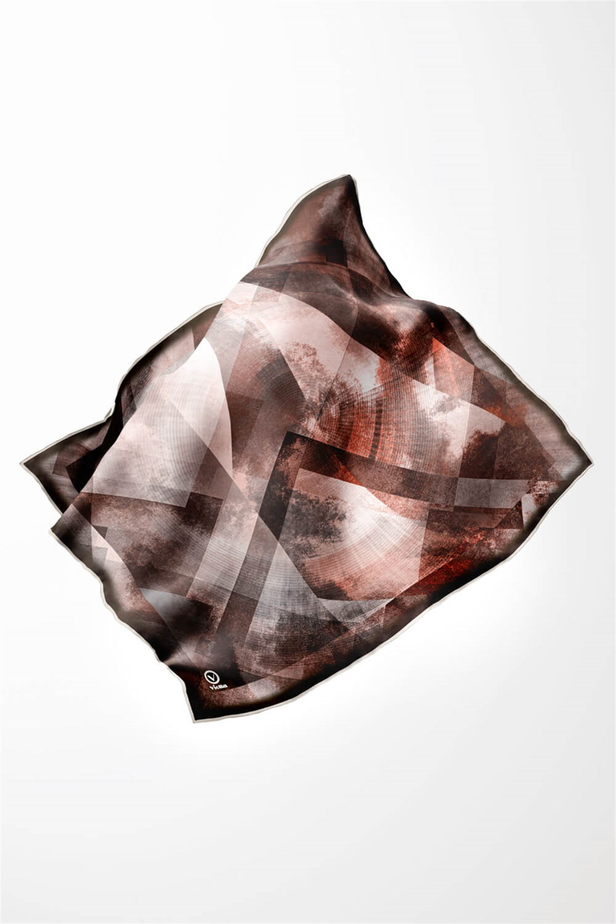 Twill Batik Desenli Taba Renkli 90x90 Eşarp (İpek İçermez) Dikim Şekli : El Dikişi