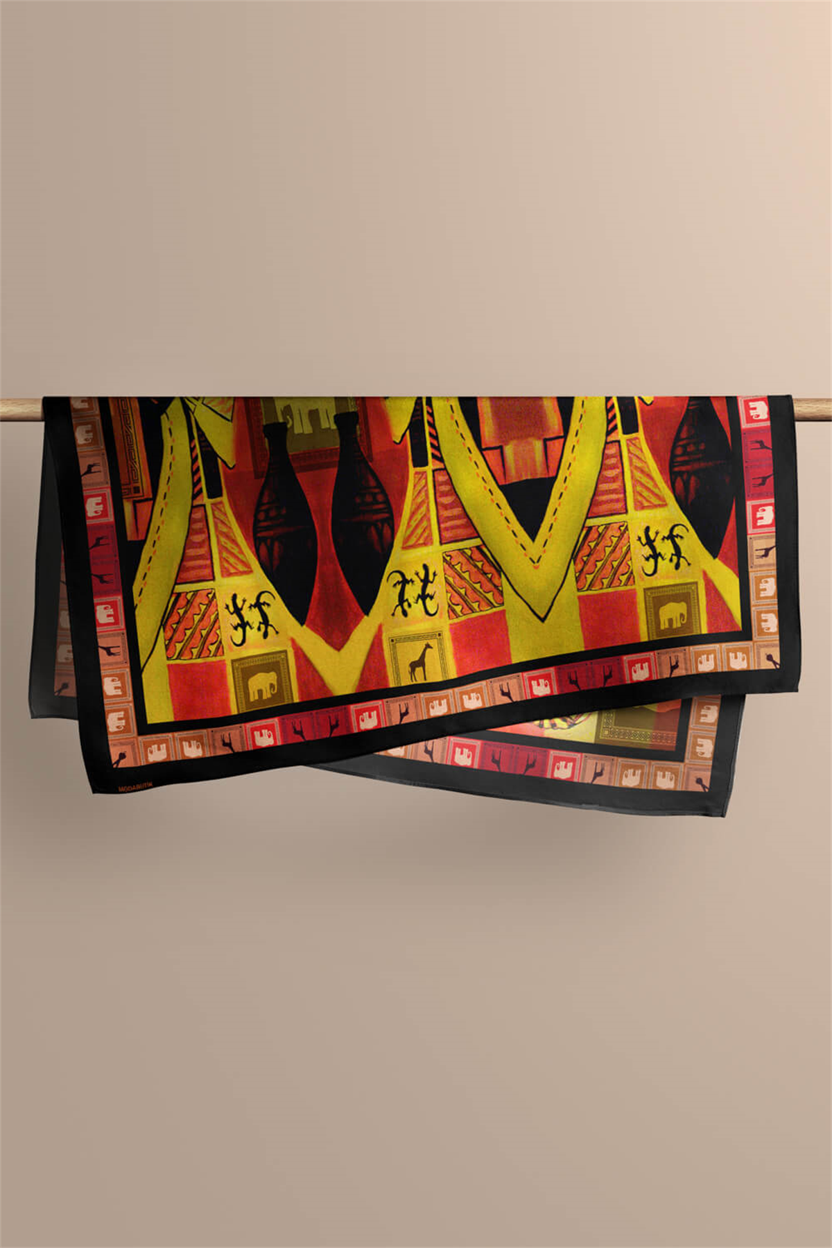 D113 Kadın African Desenli Bandana 50x50 Kırmızı DG0217-22