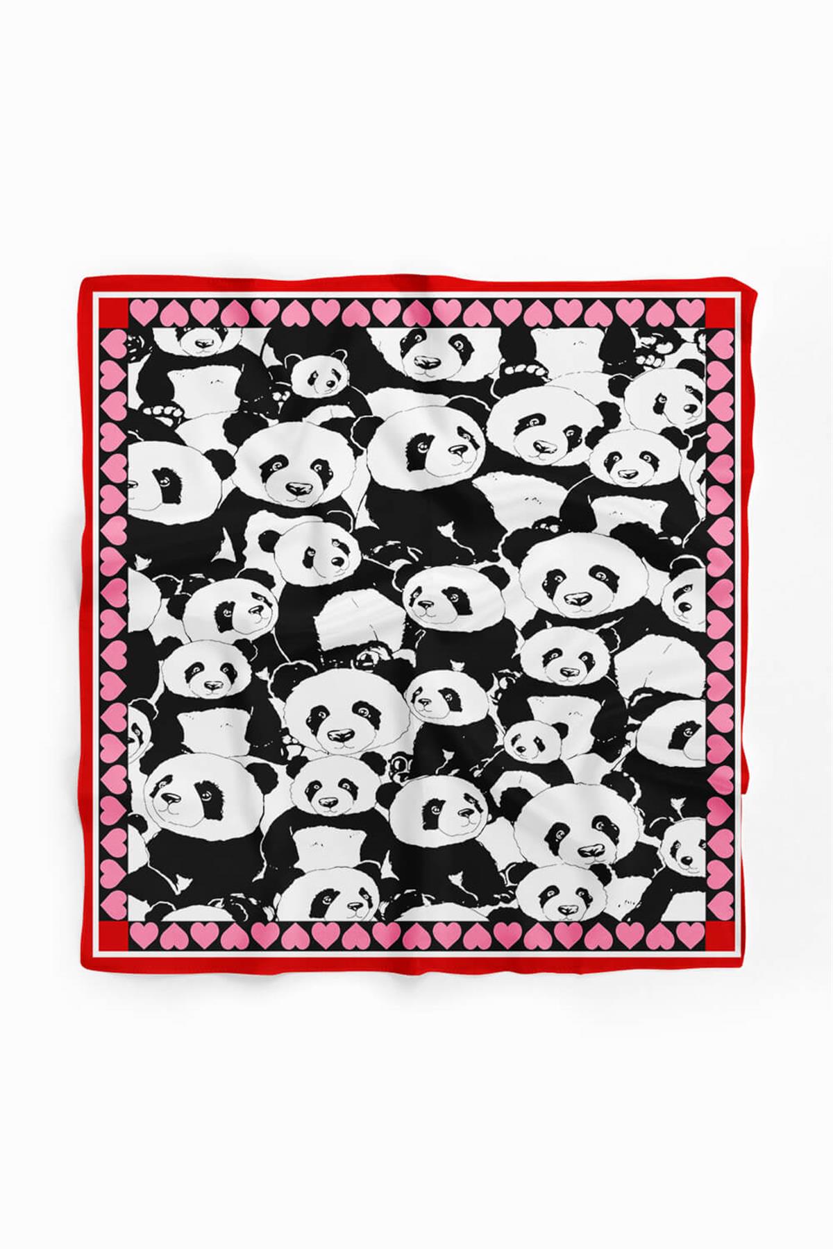 Vissona Panda Desenli İpek Bandana