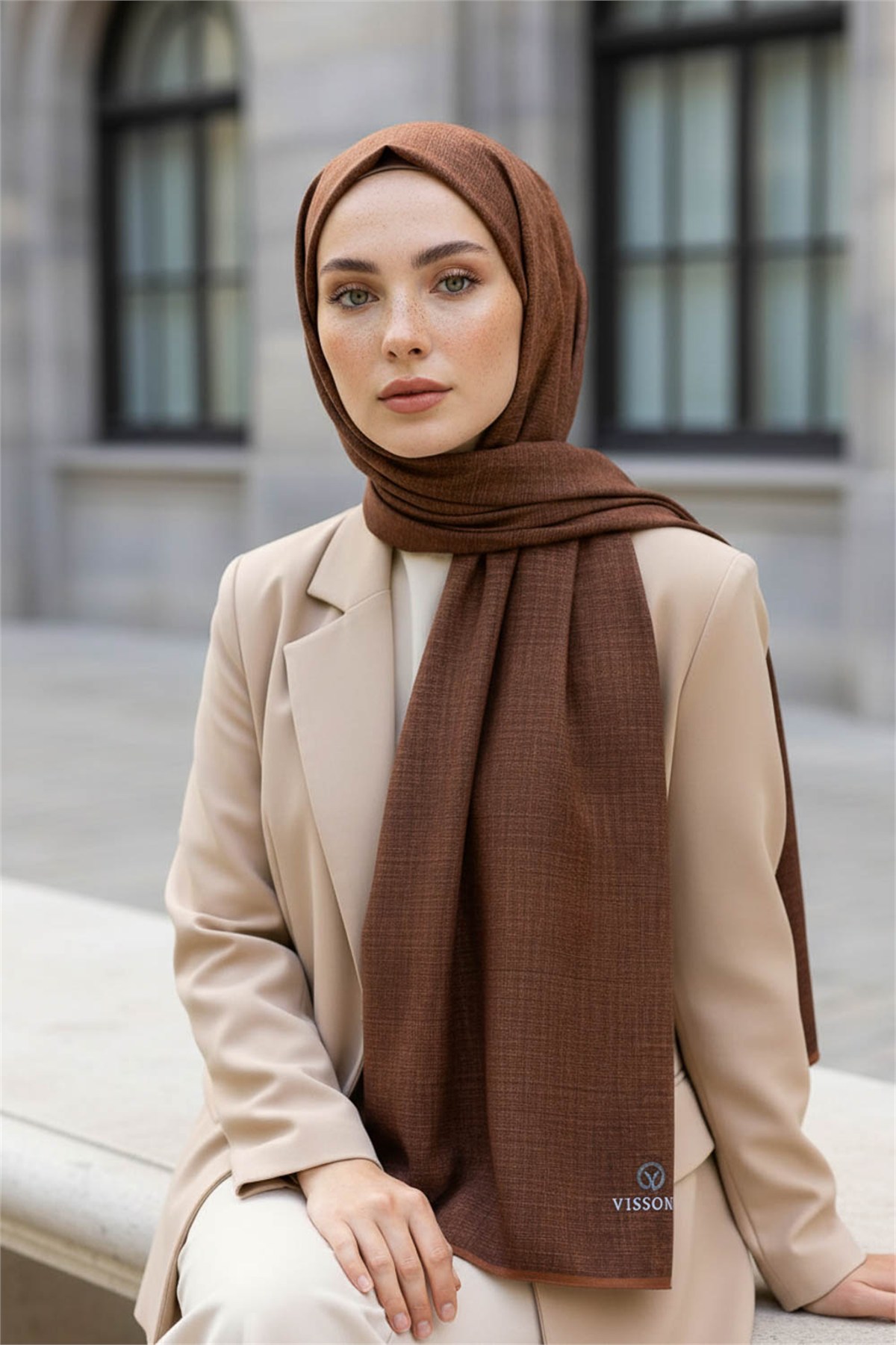 KREP DOKU DESENLİ BAKIR RENKLİ 75X195 KIRIŞMAZ ŞAL
