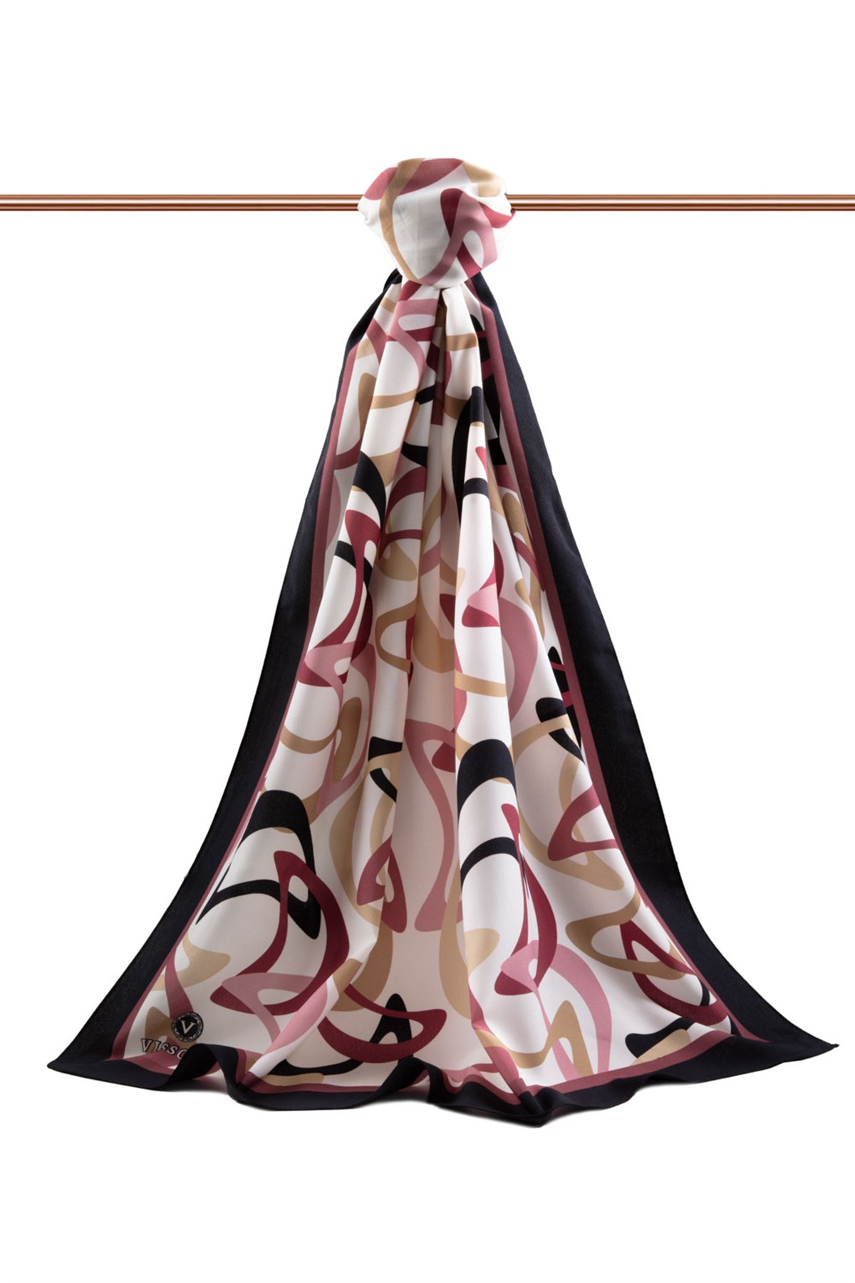 KREP BOOMERANG DESENLİ PUDRA RENKLİ 75X195 KIRIŞMAZ ŞAL