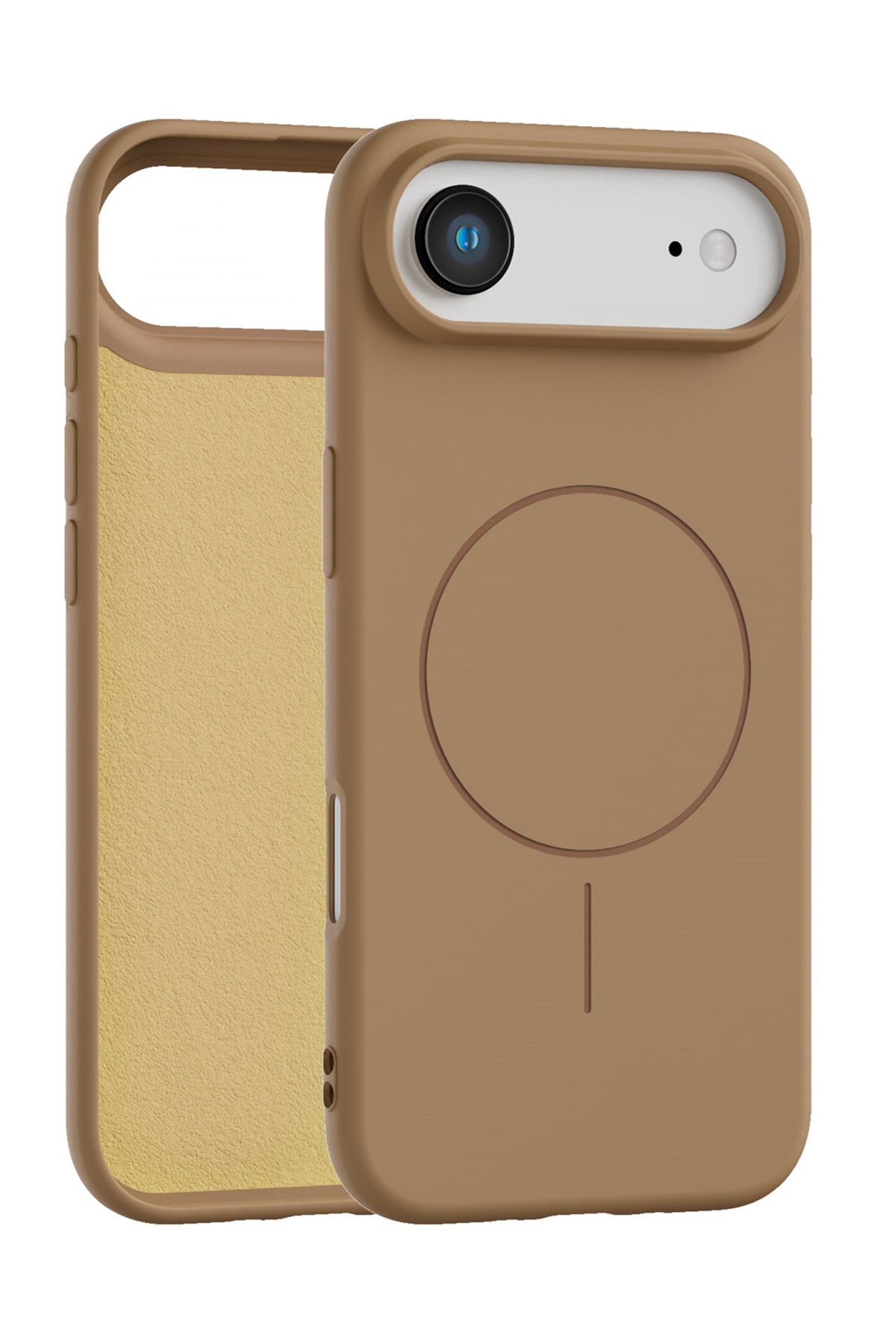 iPhone Air Uyumlu İçi Kadife Magsafe Wireless Şarj Özellikli Camel Renkli Telefon Kılıfı